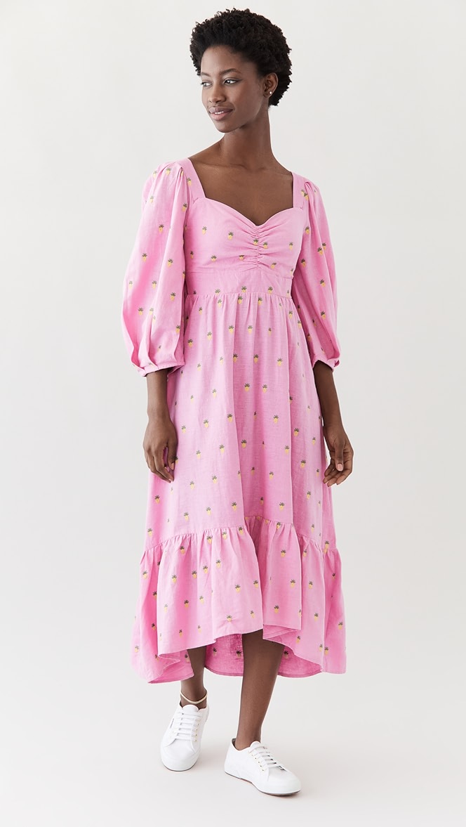 Embroidered pink dress clearance
