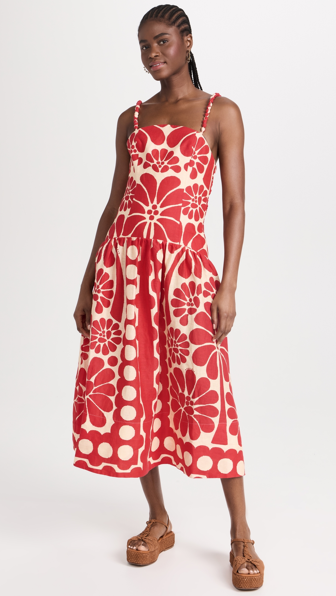 FARM Rio Palermo Red Sleeveless Midi Dress thumbnail