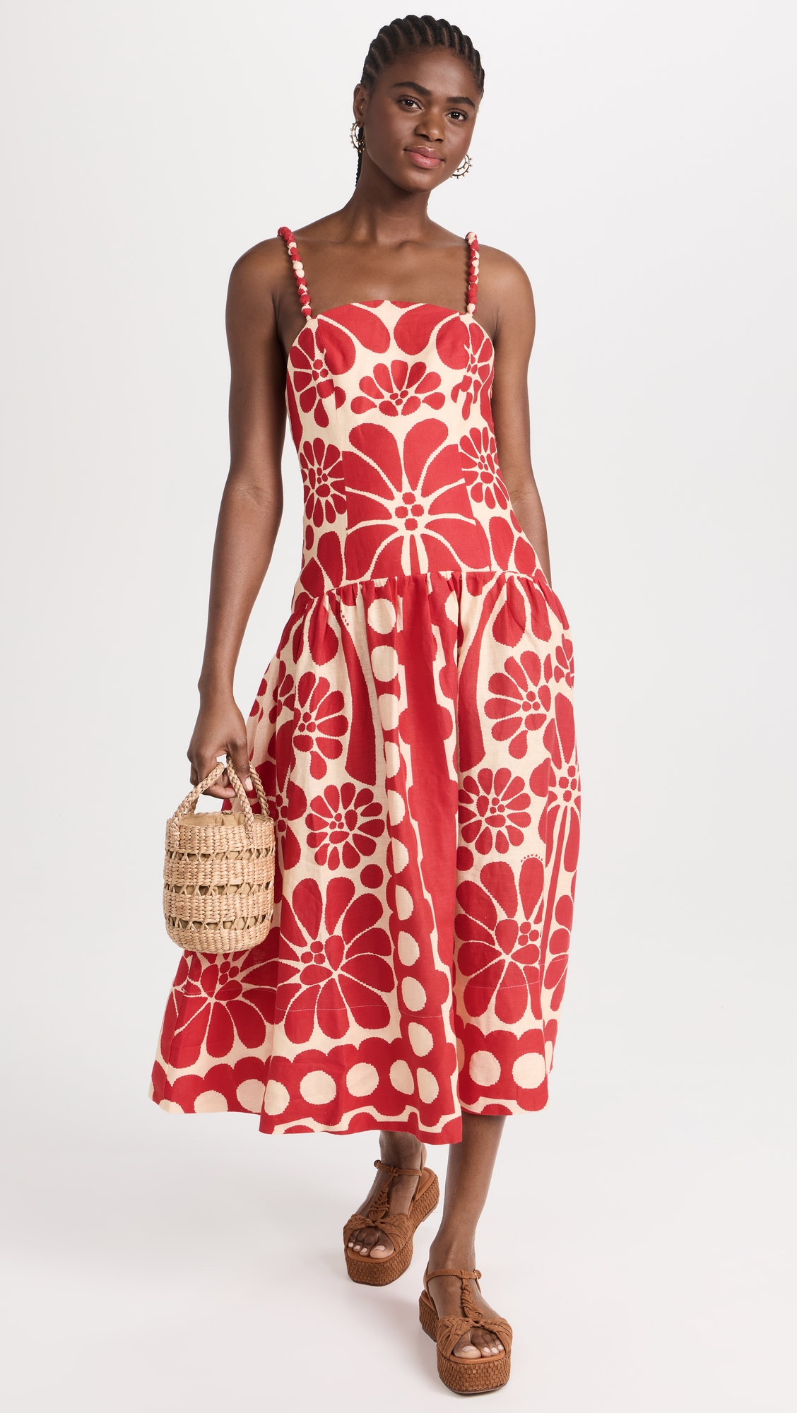 FARM Rio Palermo Red Sleeveless Midi Dress thumbnail