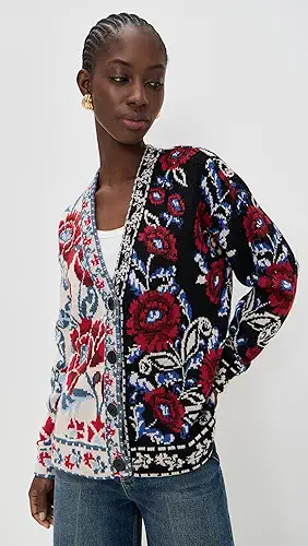 FARM Rio Mixed Valentina Black Knit Cardigan