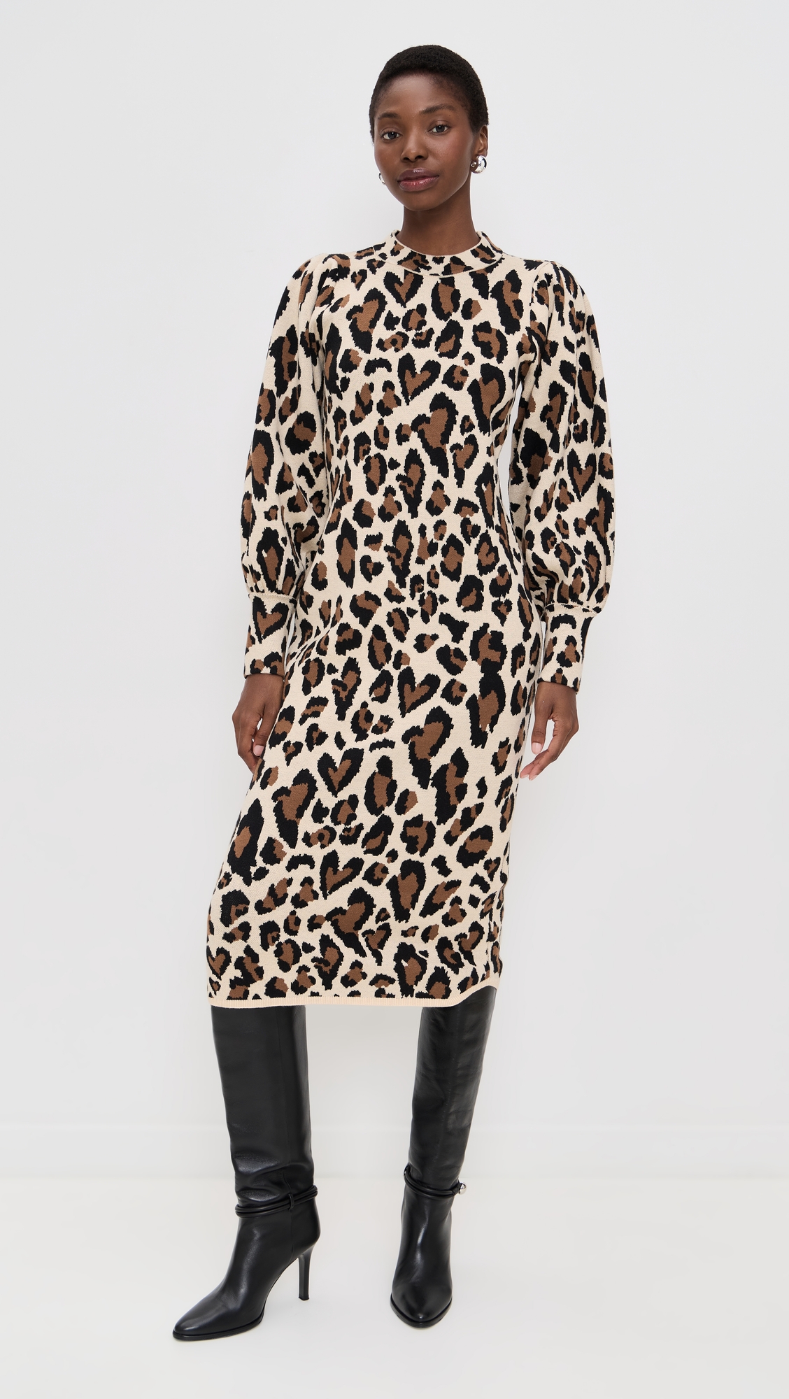 FARM Rio Leopard Print Knit Midi Dress thumbnail