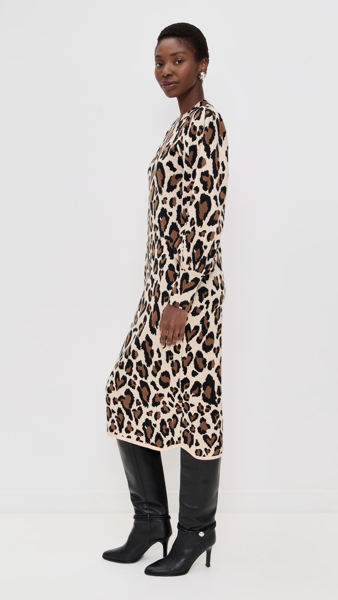 FARM Rio Leopard Print Knit Midi Dress thumbnail