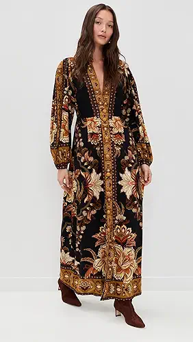 FARM Rio Majestic Garden Black Maxi Dress