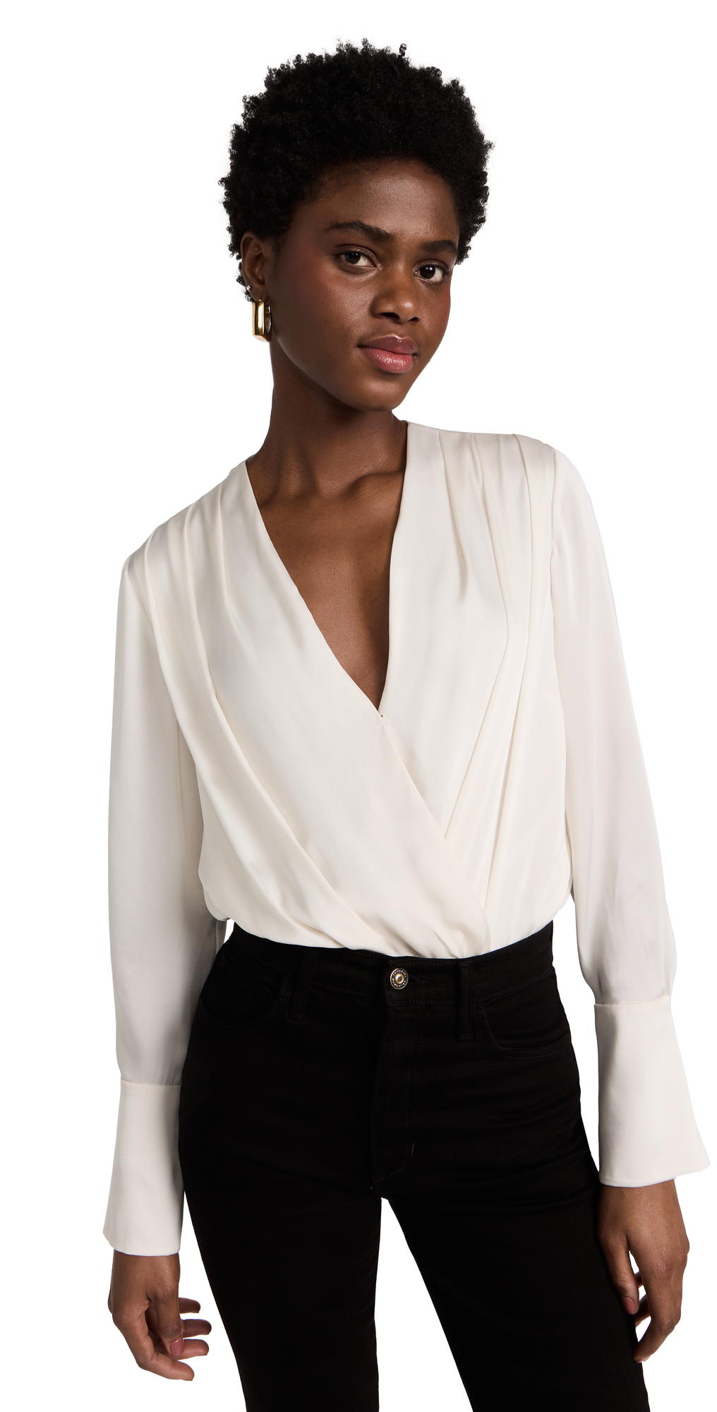 Favorite Daughter The Date Blouse Thong Bodysuit In Ivory