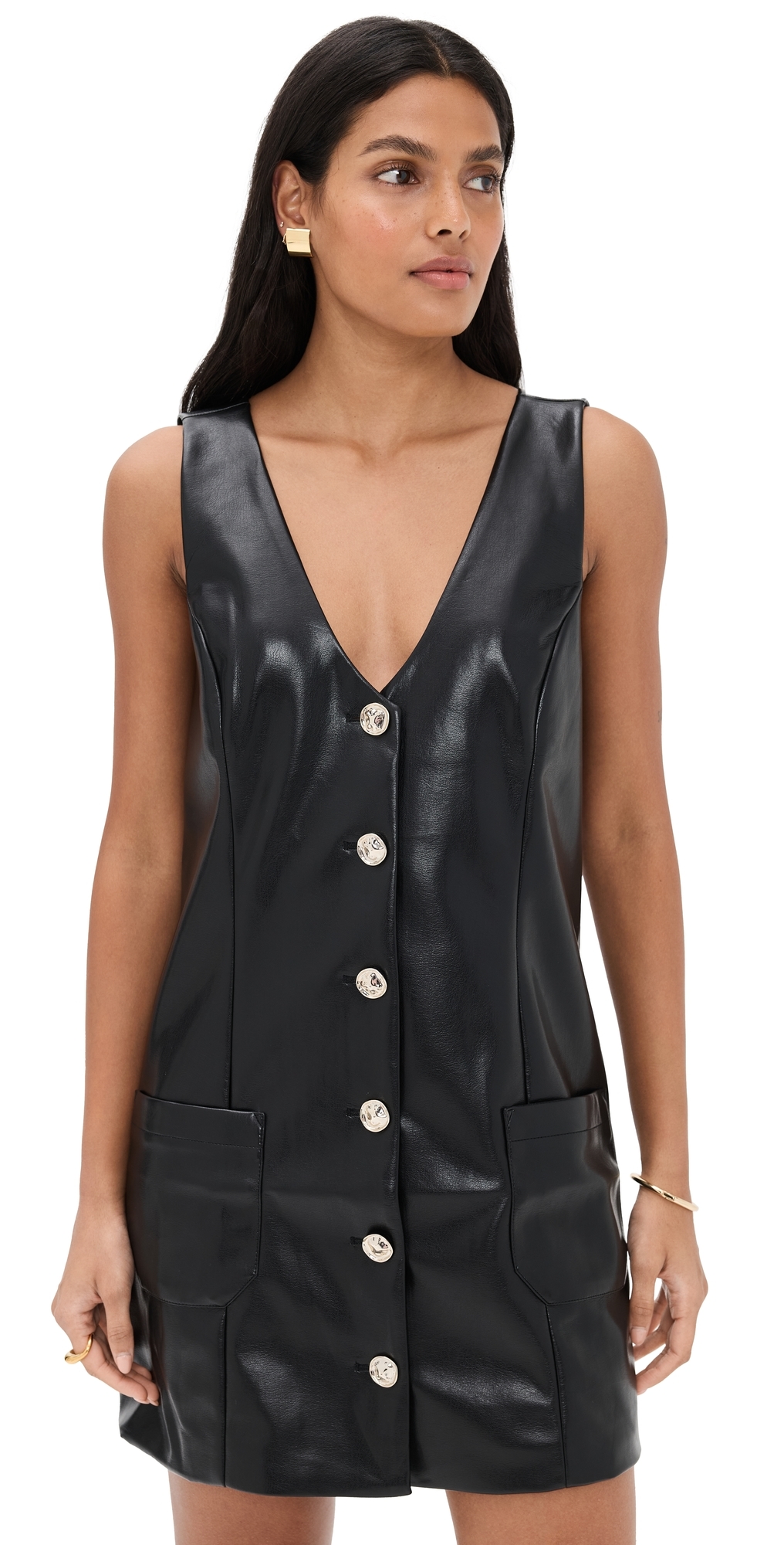 Favorite Daughter The Sasha Faux Leather Minidress In Black