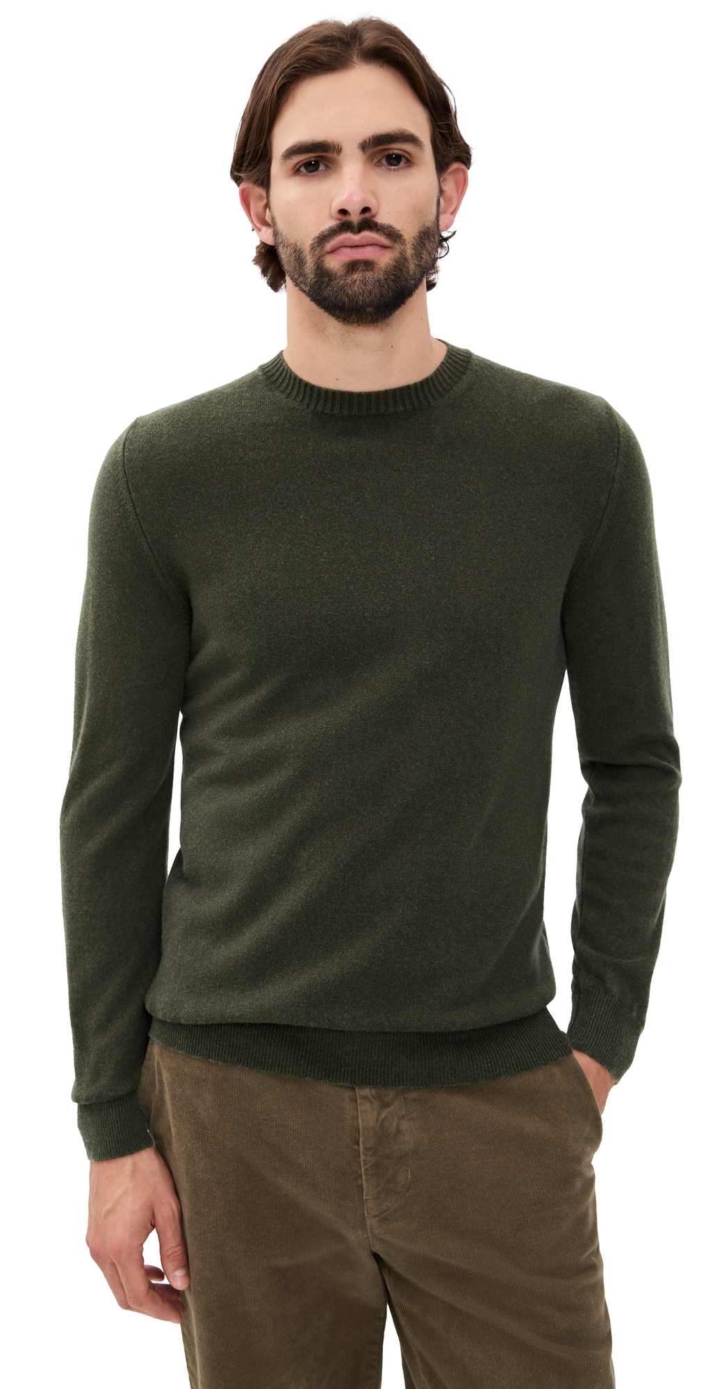 Fedeli Frosted Cashmere Crewneck Sweater Military In Green