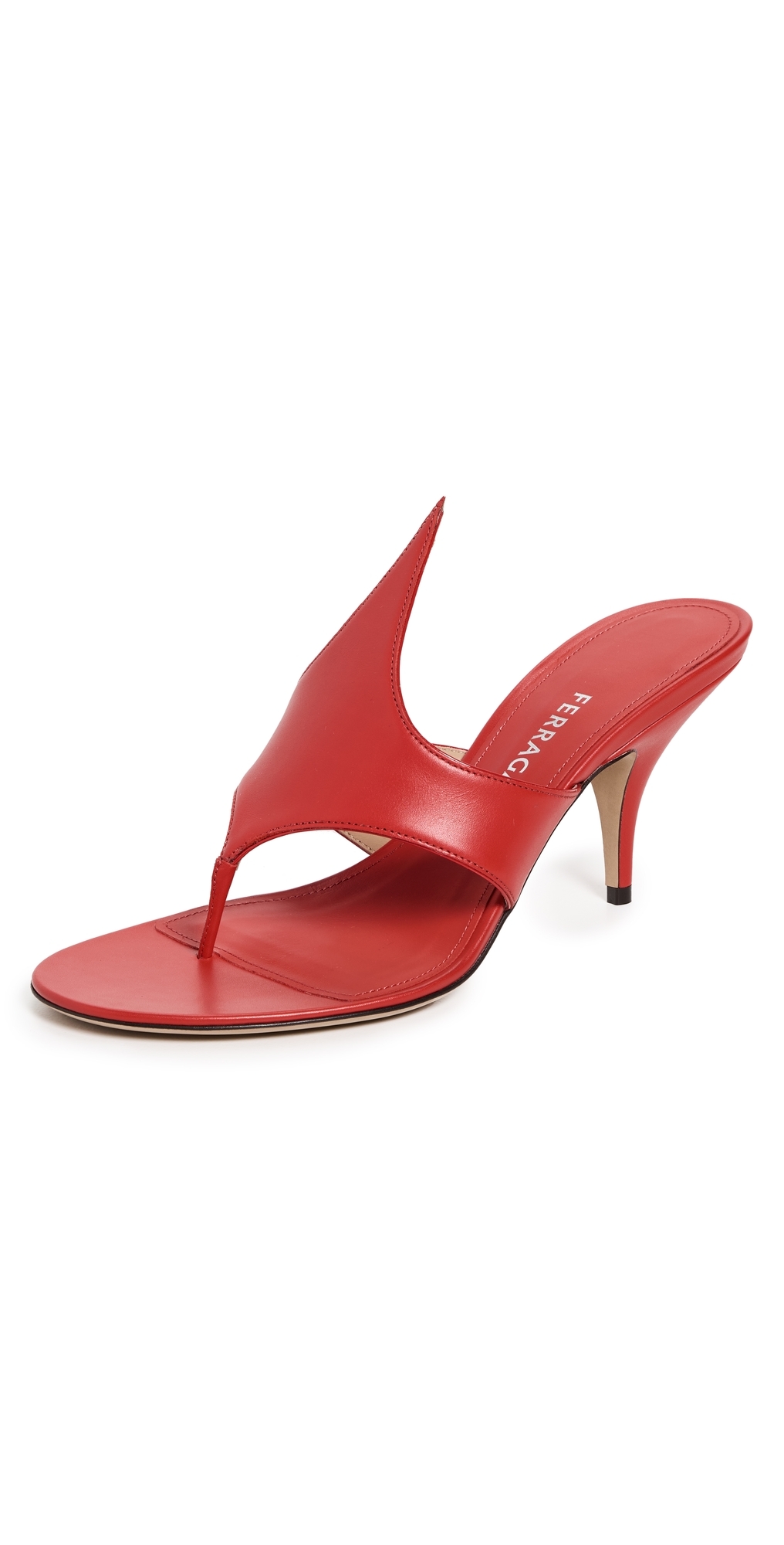 Ferragamo Lyrai Leather Sandals In Flame Red/biscotto