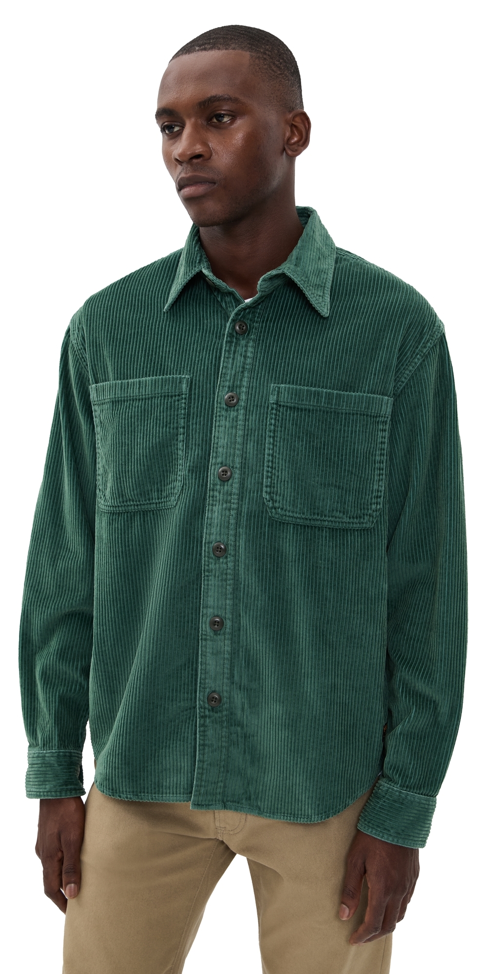 Filson 6-wale Corduroy Shirt Seabed Green In Green
