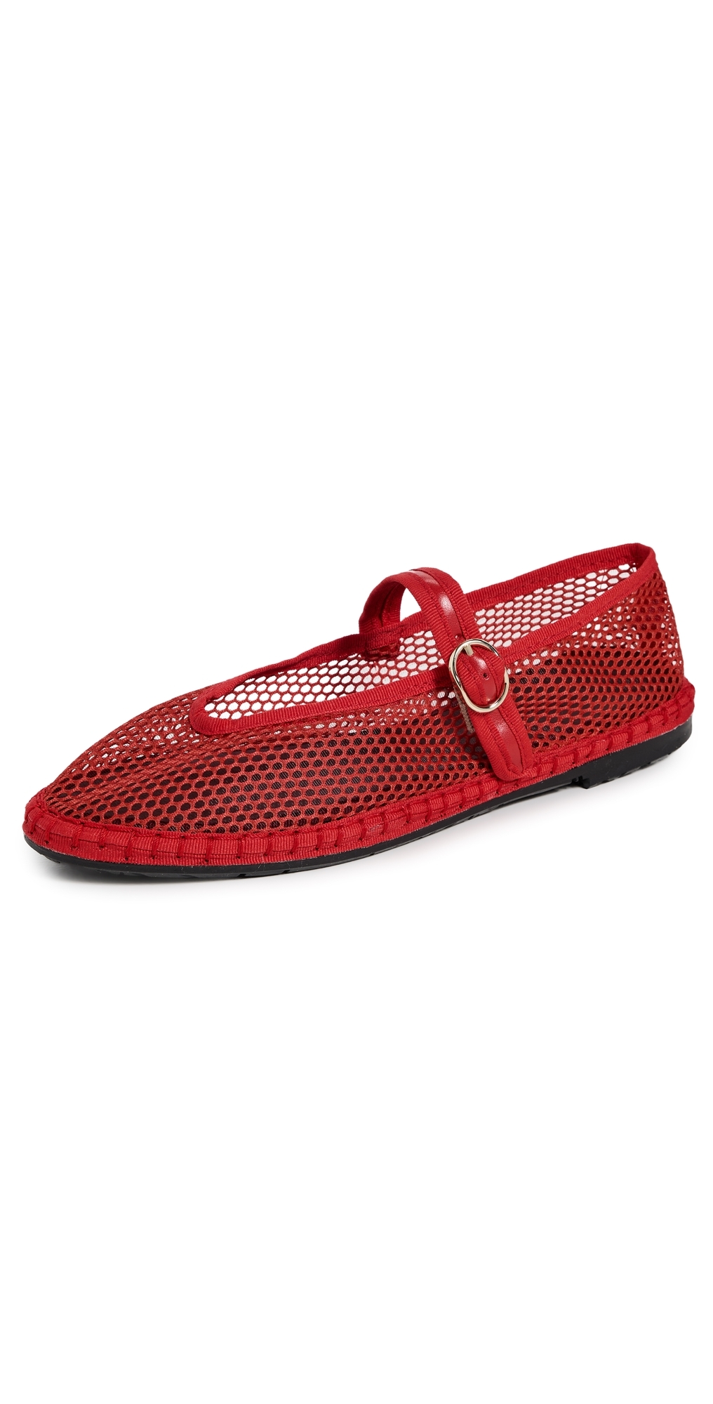 Flabelus Isabella Mesh Mary Jane Flats Red In Red