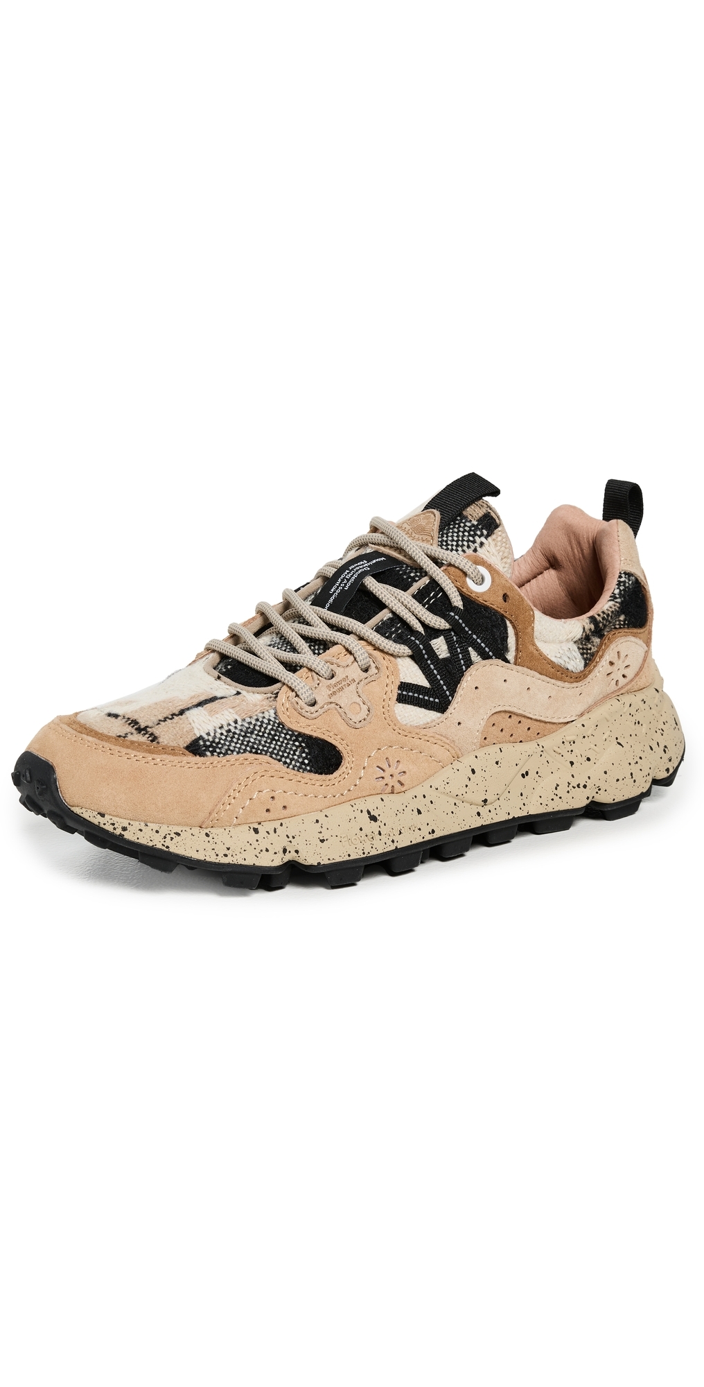 Flower Mountain Mixed-material Sneakers With Beige Suede Overlays In Brown
