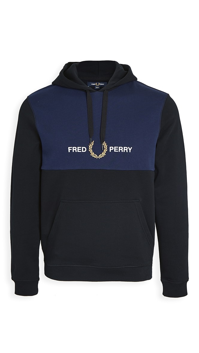 fred perry embroidered hooded sweatshirt