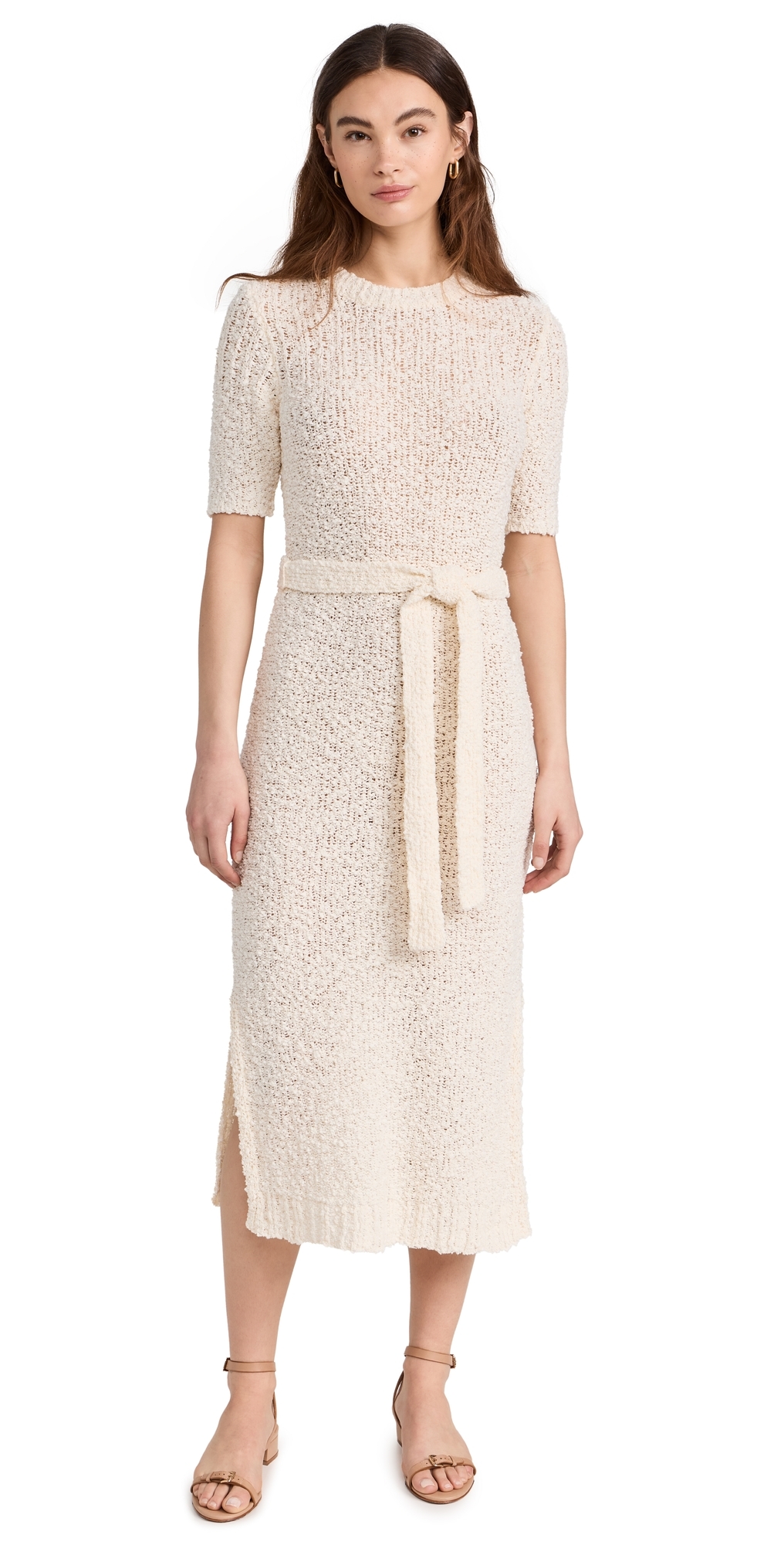 Frame Mixed Stitch Sweater Dress Cream In Cream
