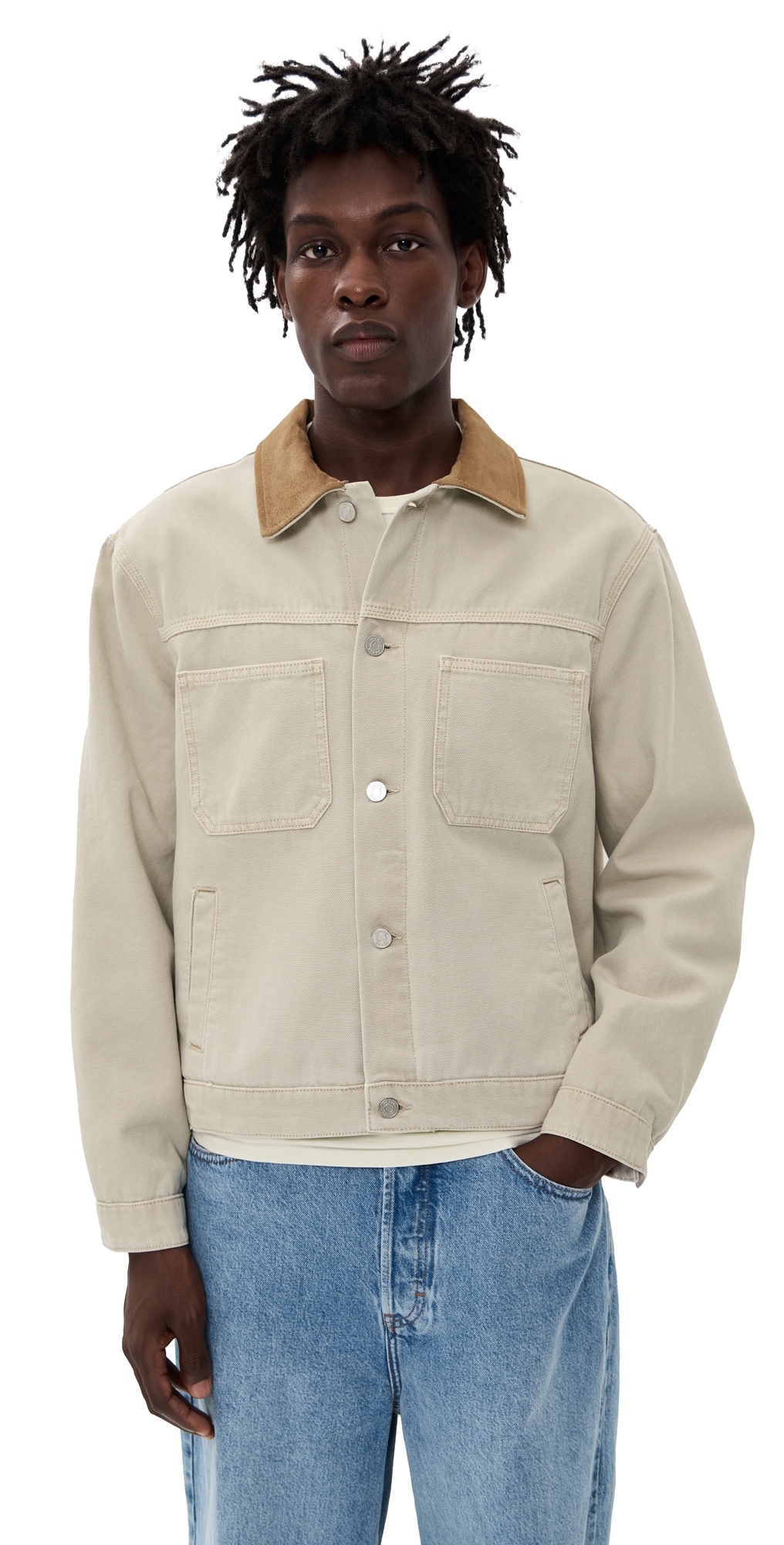 Frame Canvas Utility Jacket Beach Sand In Neutral