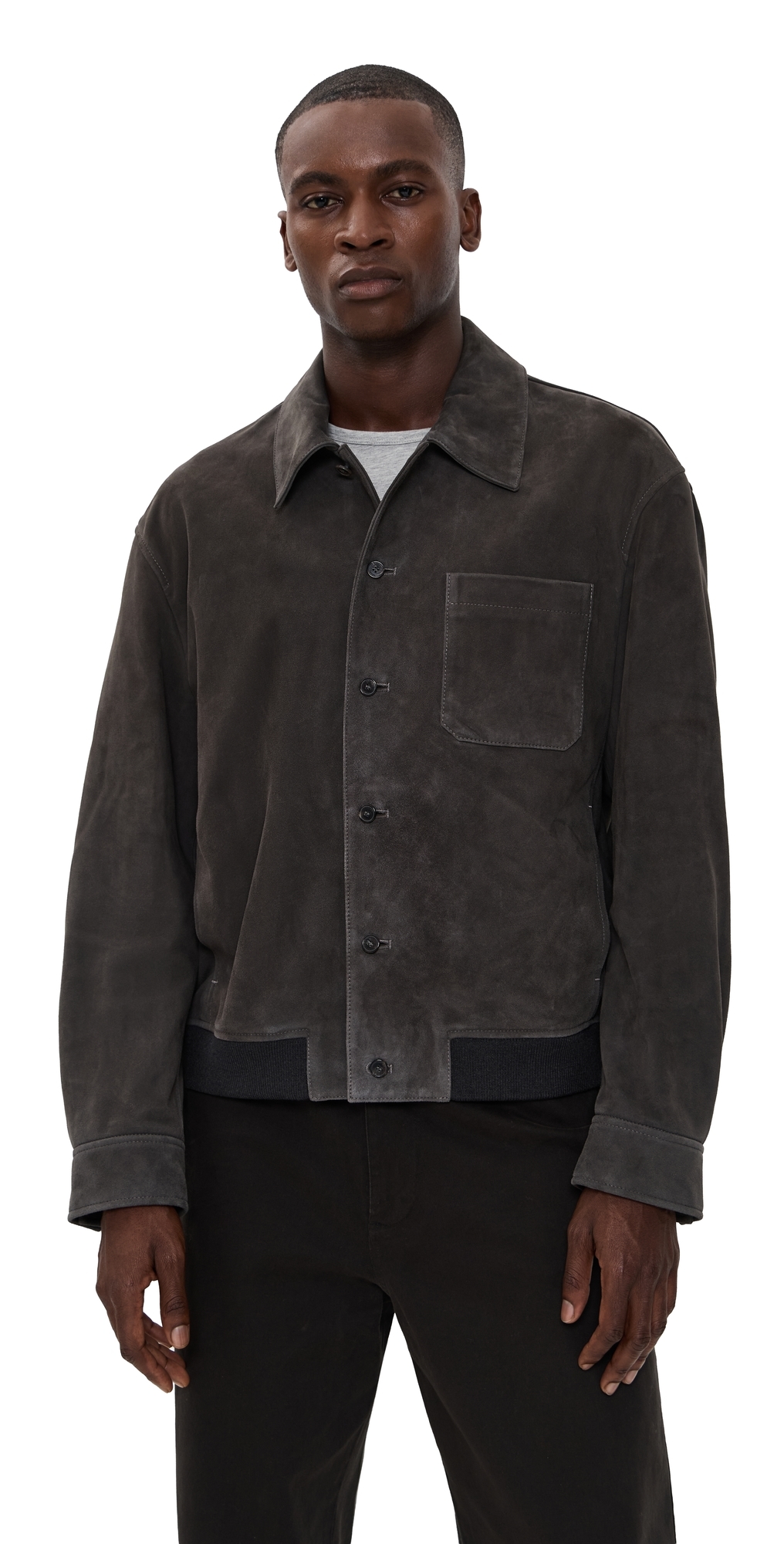 Frame Suede Bomber Jacket Old Black In Black