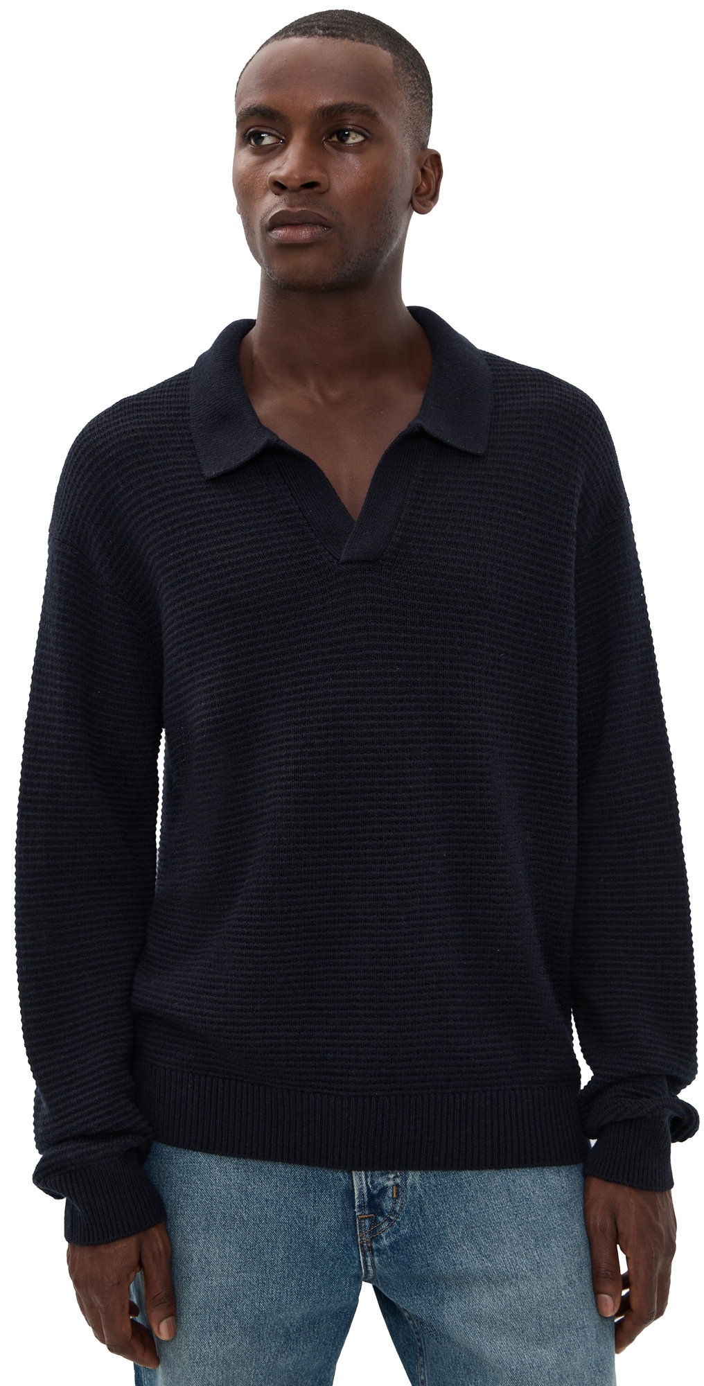 Frame Textured Wool Cashmere Sweater Dark Navy In Blue