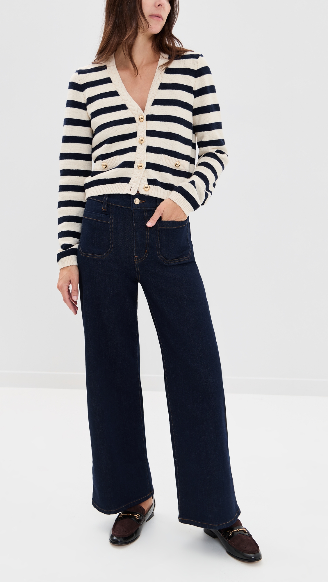 FRAME Pixie Petite Le Slim Palazzo Modernist Pocket Jeans thumbnail