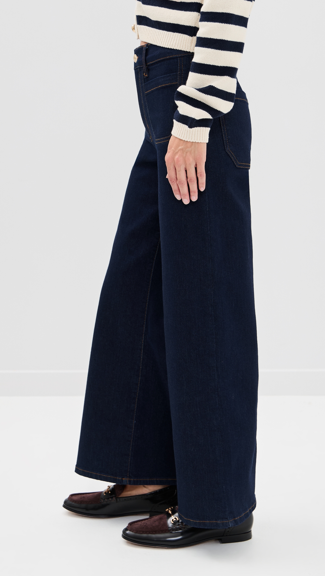 FRAME Pixie Petite Le Slim Palazzo Modernist Pocket Jeans thumbnail