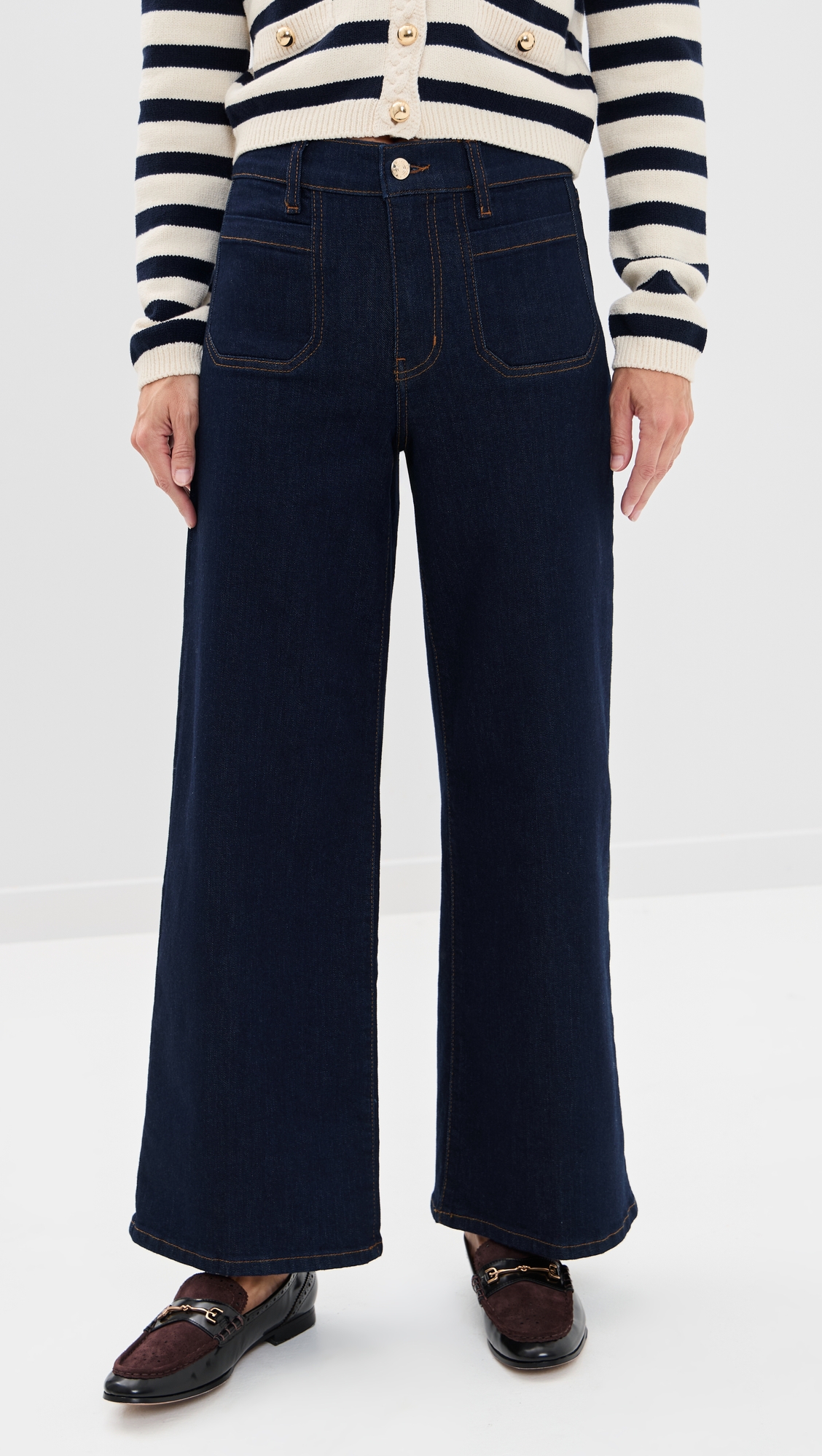 FRAME Pixie Petite Le Slim Palazzo Modernist Pocket Jeans thumbnail