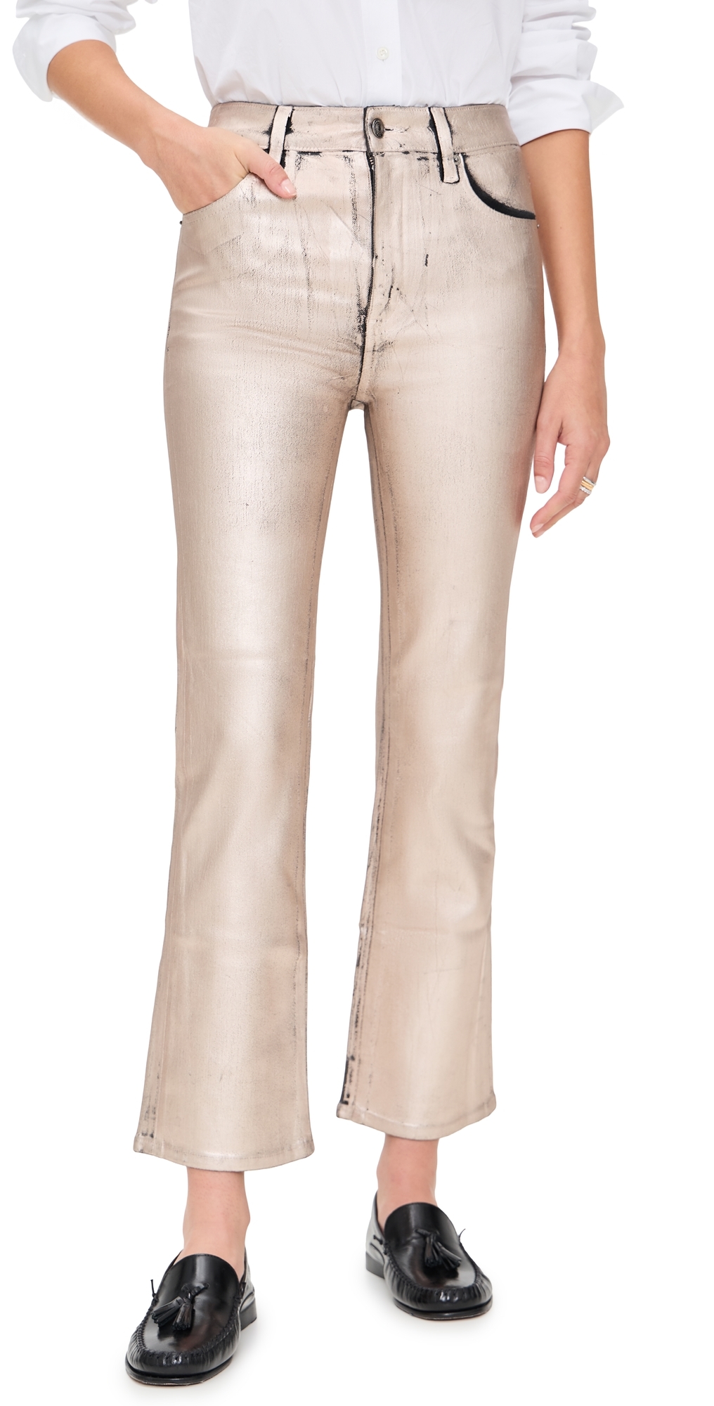 Frame The Reboot Crop Jeans Champagne Coated In Neutral
