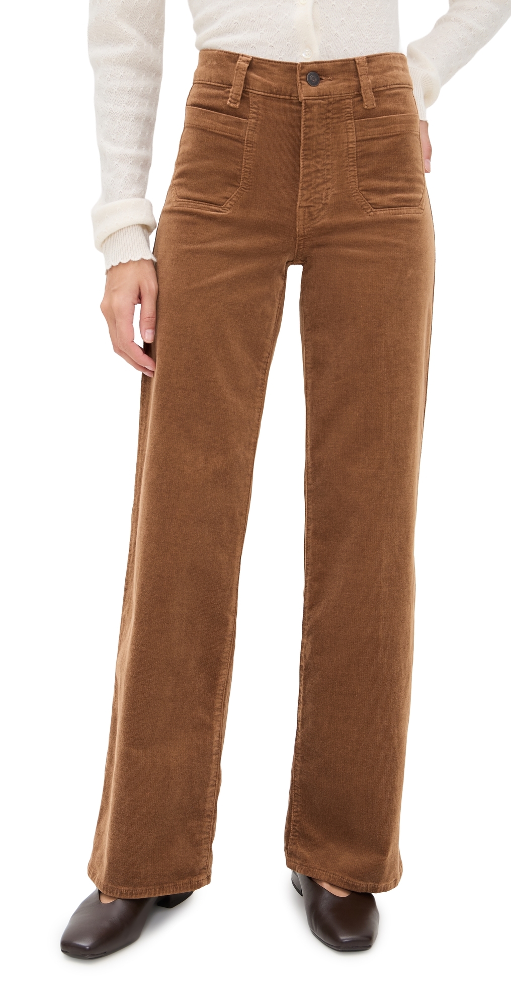 Frame Le Slim Palazzo Modernist Pocket Corduroy Jeans Maple Brown In Brown