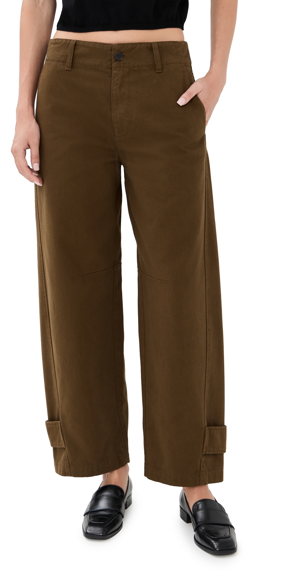 Frame The Twisted Cotton-twill Tapered Pants In Brown