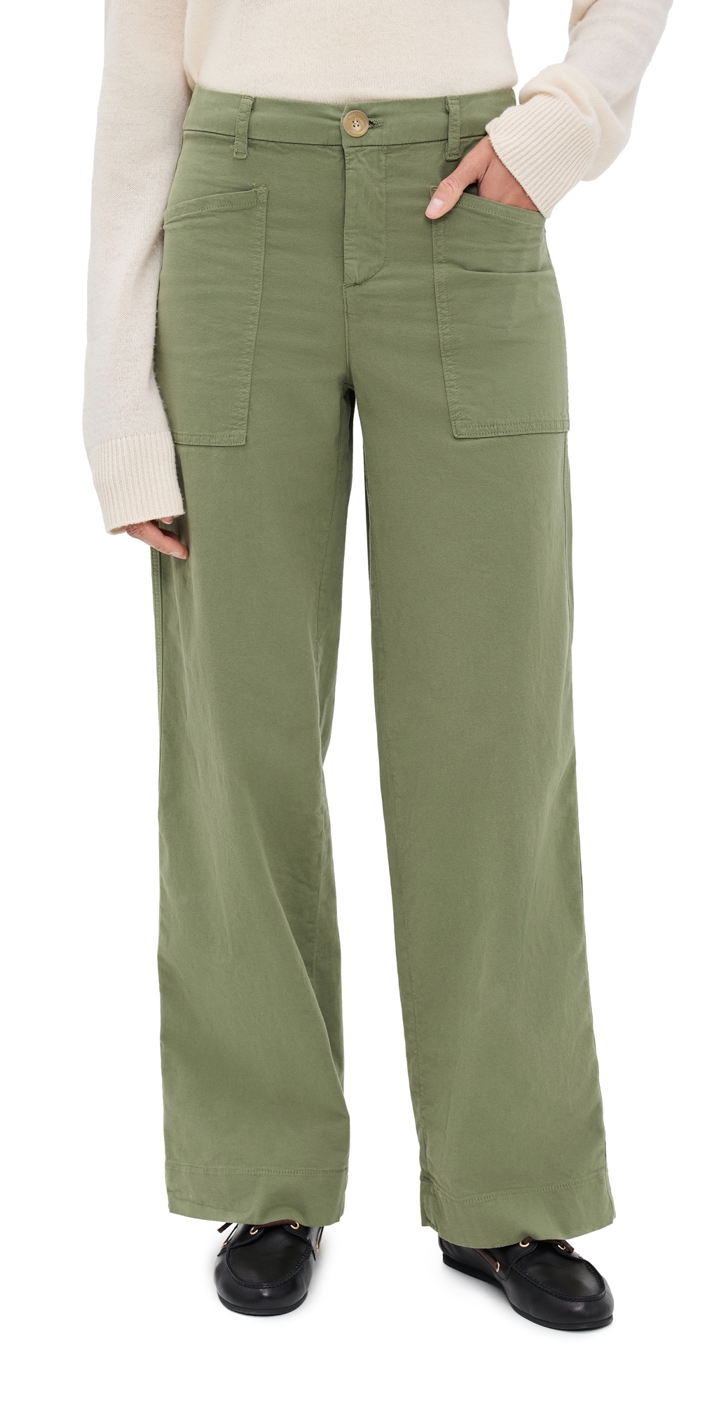 Frank & Eileen Wrap Pocket Pants Olvt In Animal Print