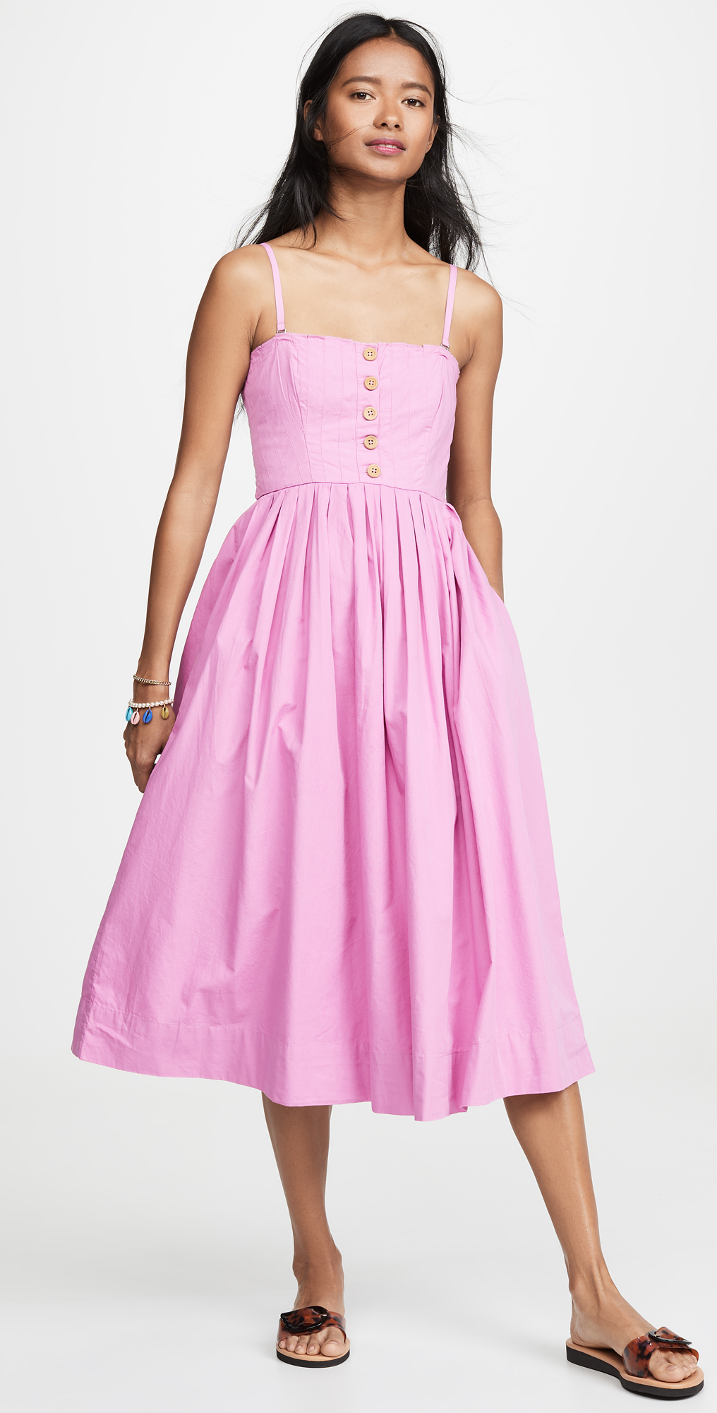 free people lilah cotton pleated strapless midi dress