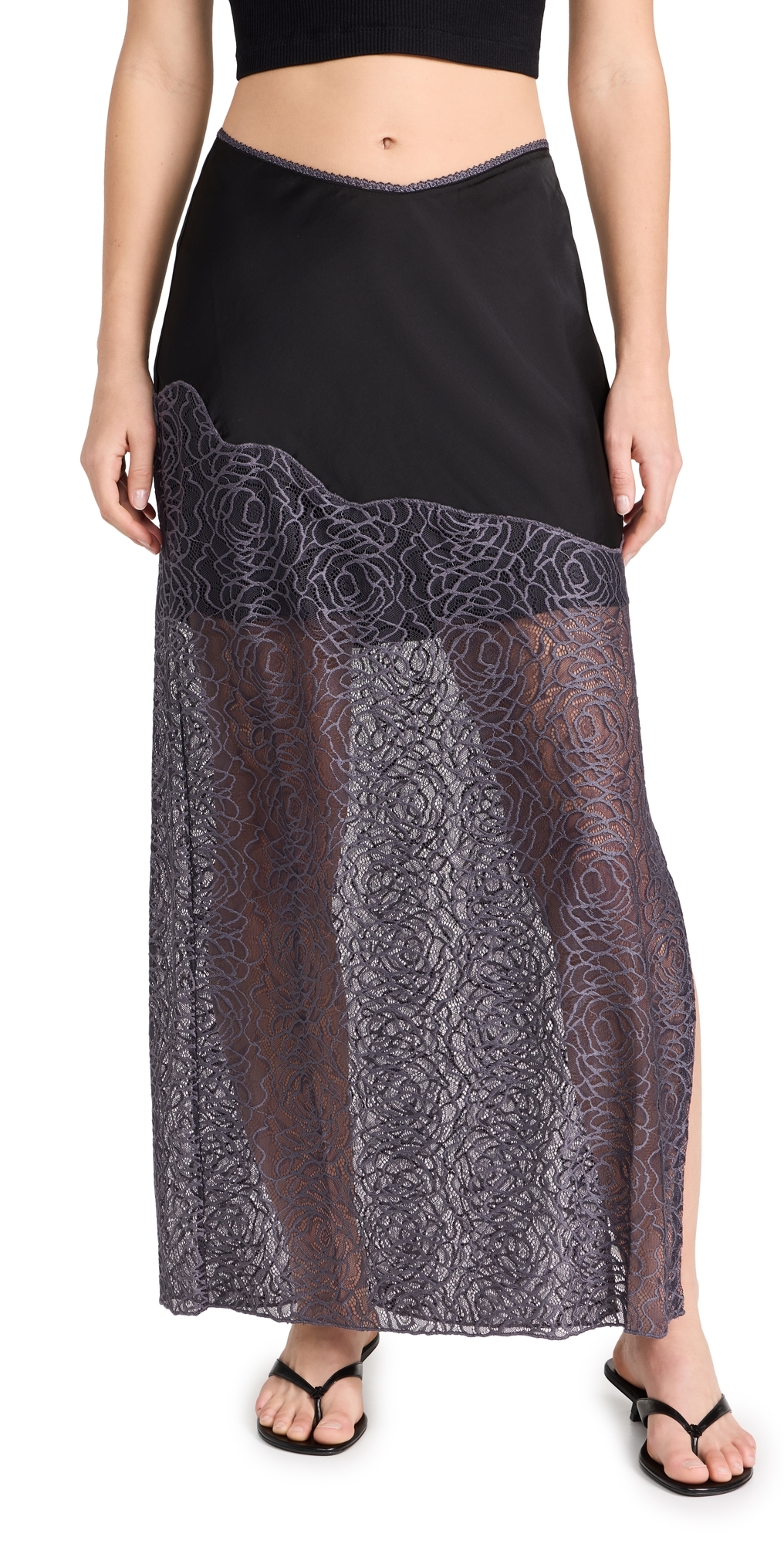 Free People Gemini Moon Half Slip Black M In Black