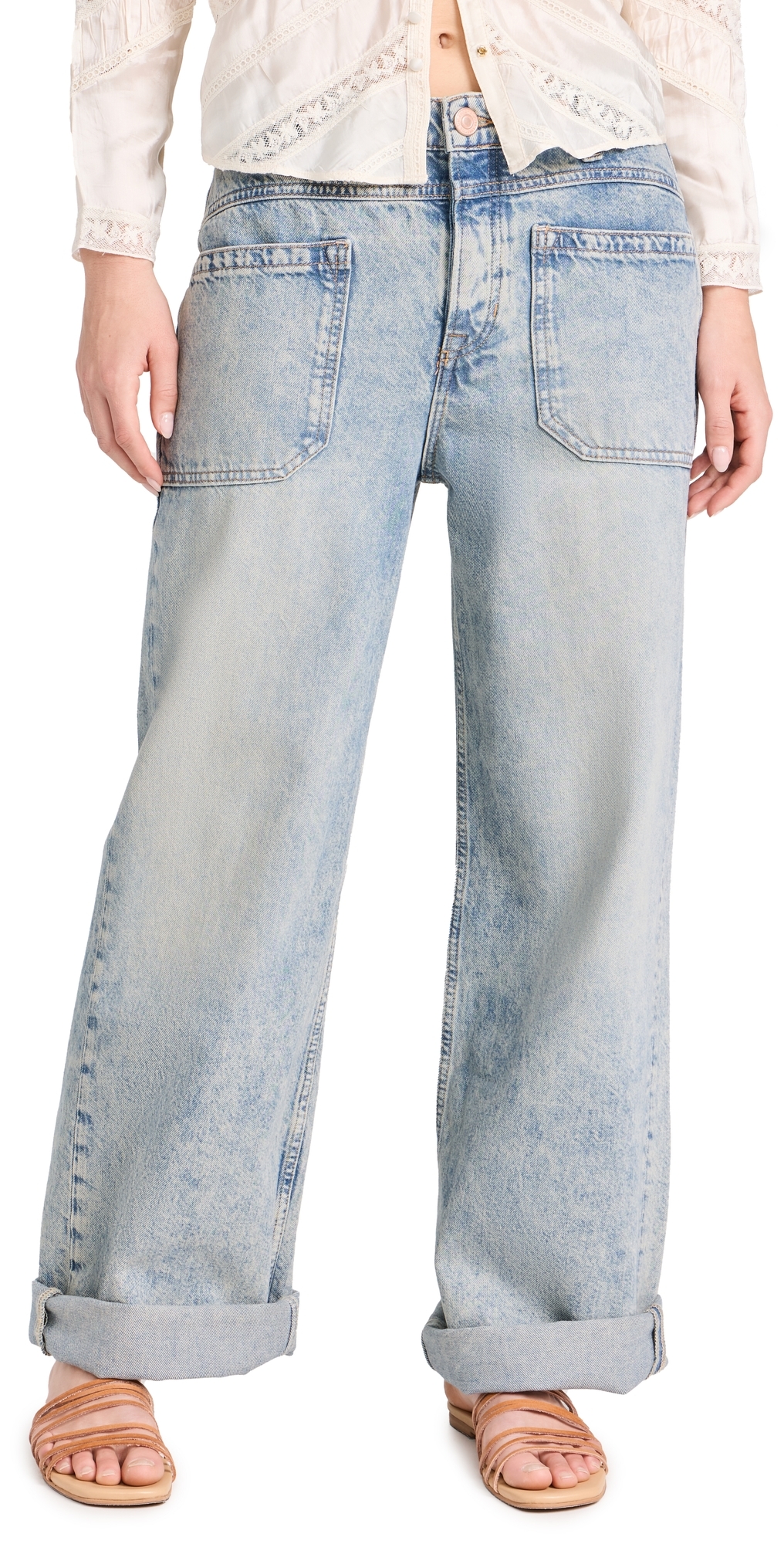 Free People Palmer Cuffed Baggy Jeans In La La Land
