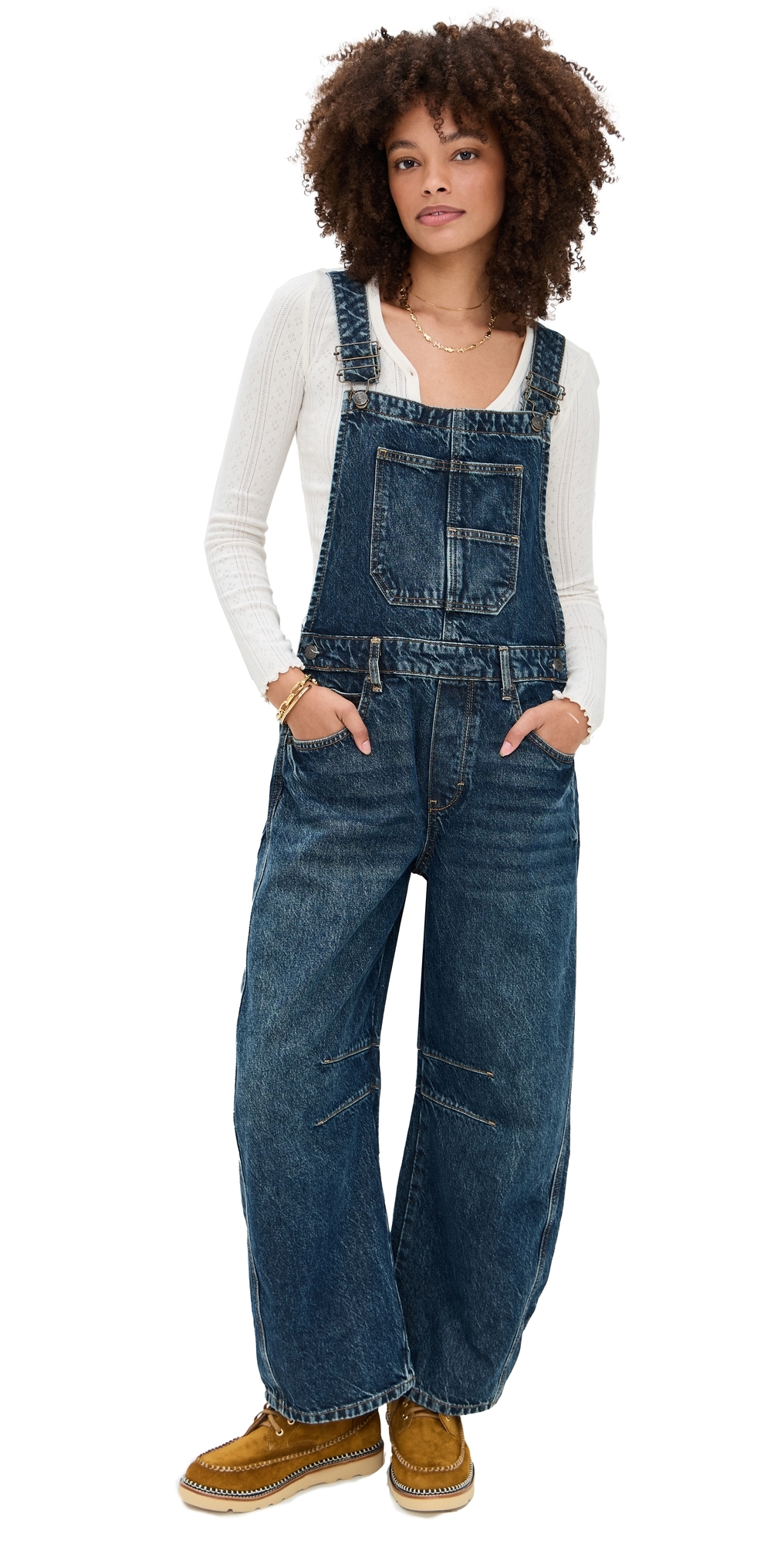 Free People Good Luck Overalls Deep End In Blue