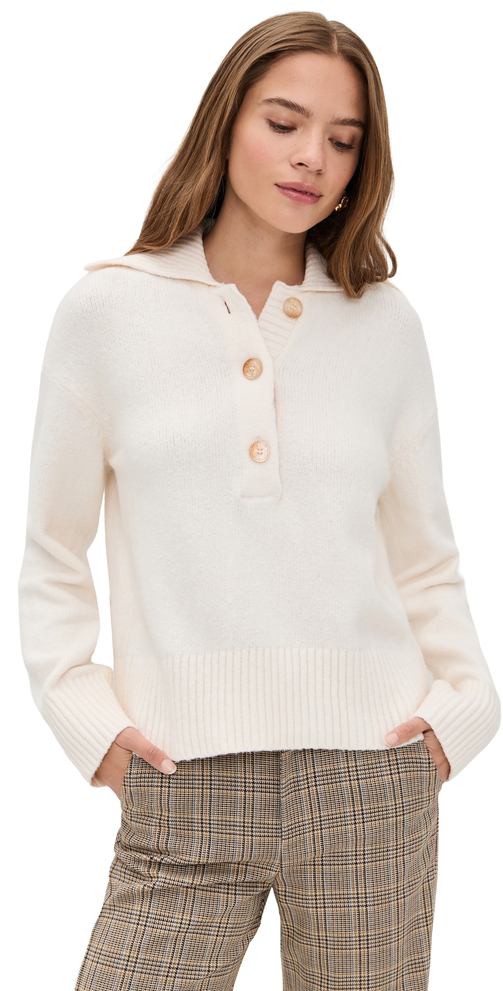 Free People Trading Up Polo Ivory In White