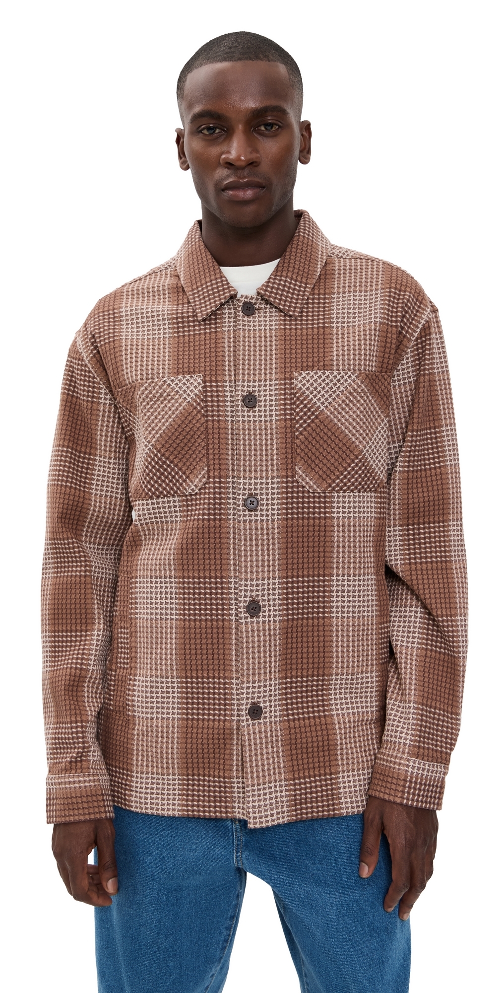 Fair Harbor Riptide Shirt Jacket Waffle Oak In Brown