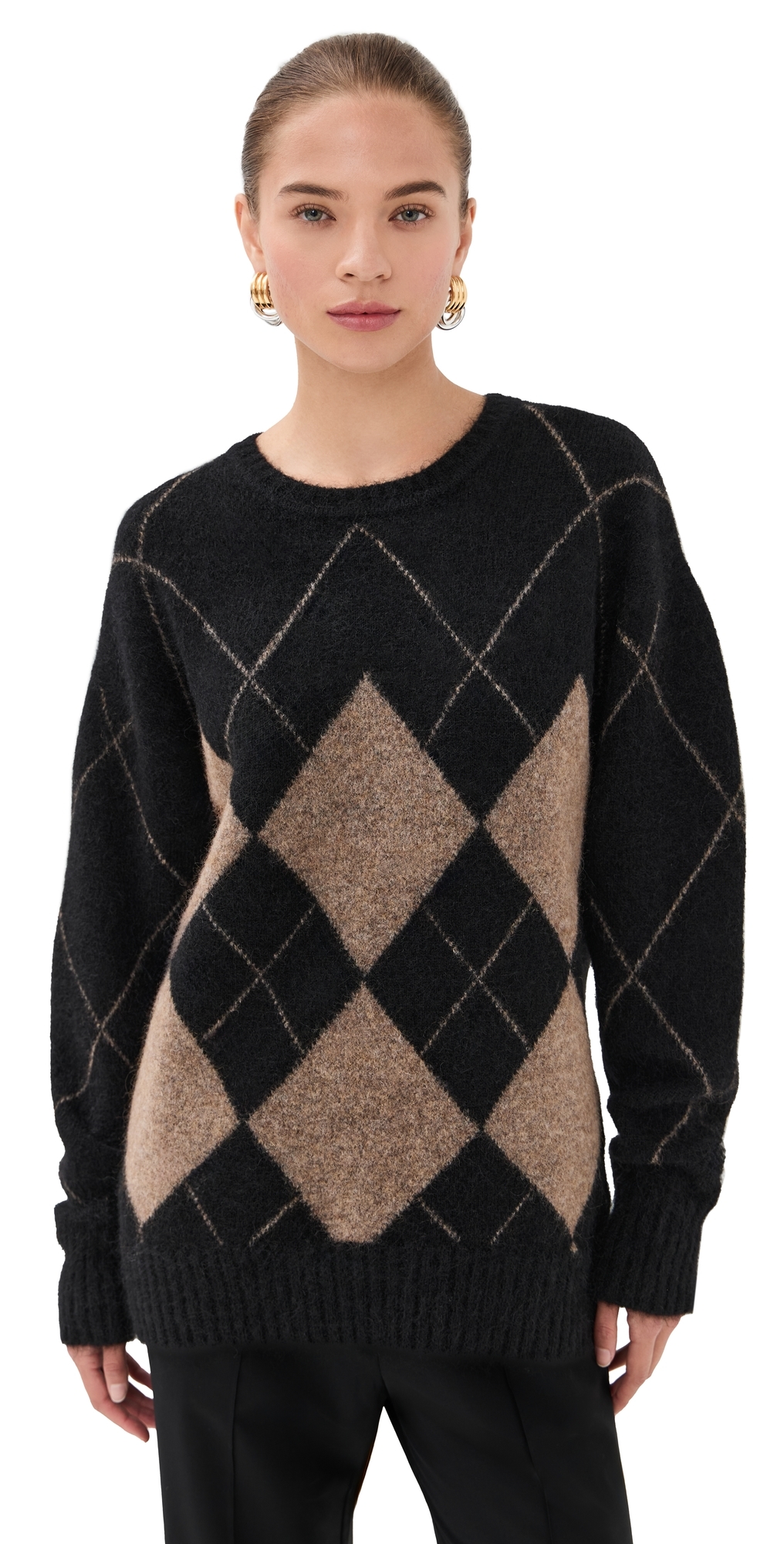 Frenken Argyle Sweater Black In Multi