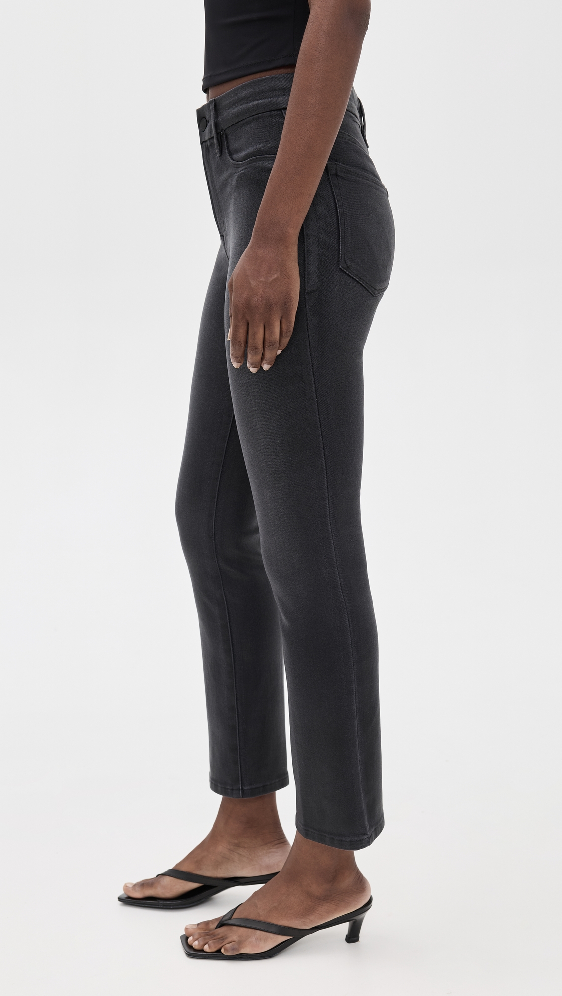 Good American Soft Tech Good Legs Straight Coated Jeans