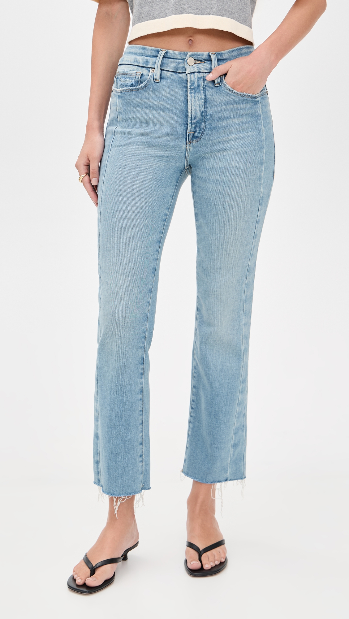 Good American Soft Tech Good Legs Straight Jeans thumbnail