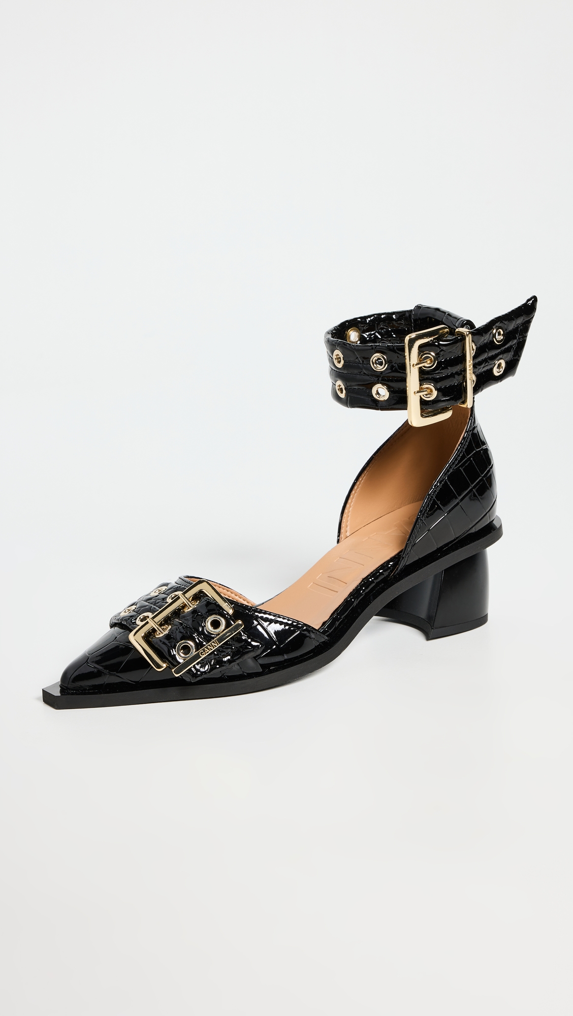 GANNI Chunky Buckle Open Cut Pumps | Shopbop