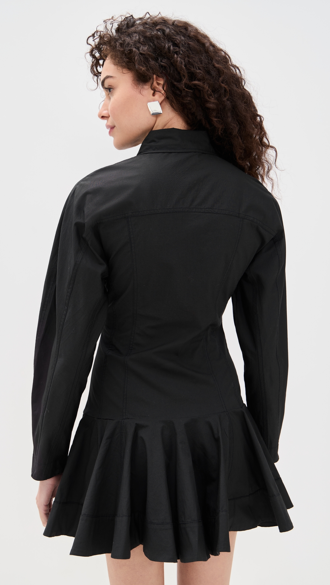 GANNI Stretch Cotton Buttoned Mini Dress thumbnail