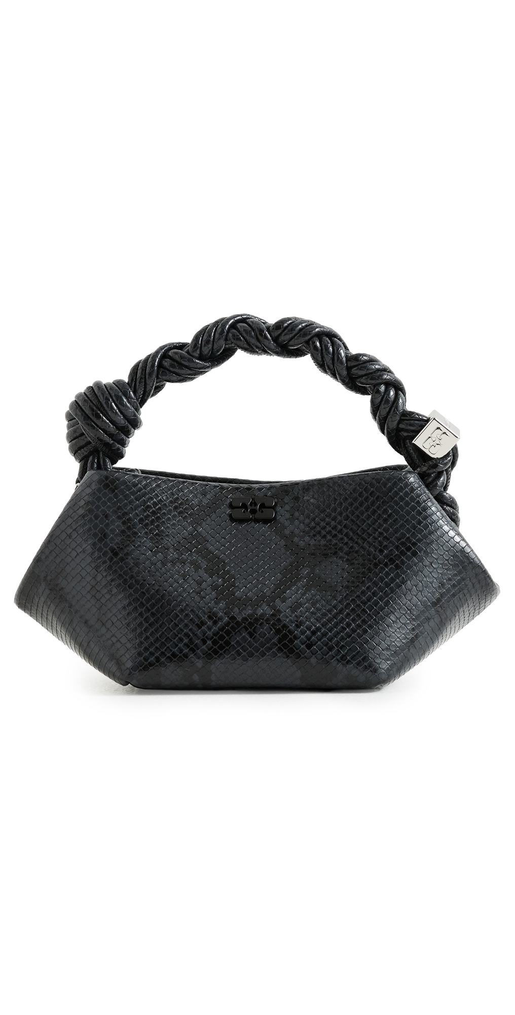 Ganni Mini Snake Bou Bag Black Oyster In Black