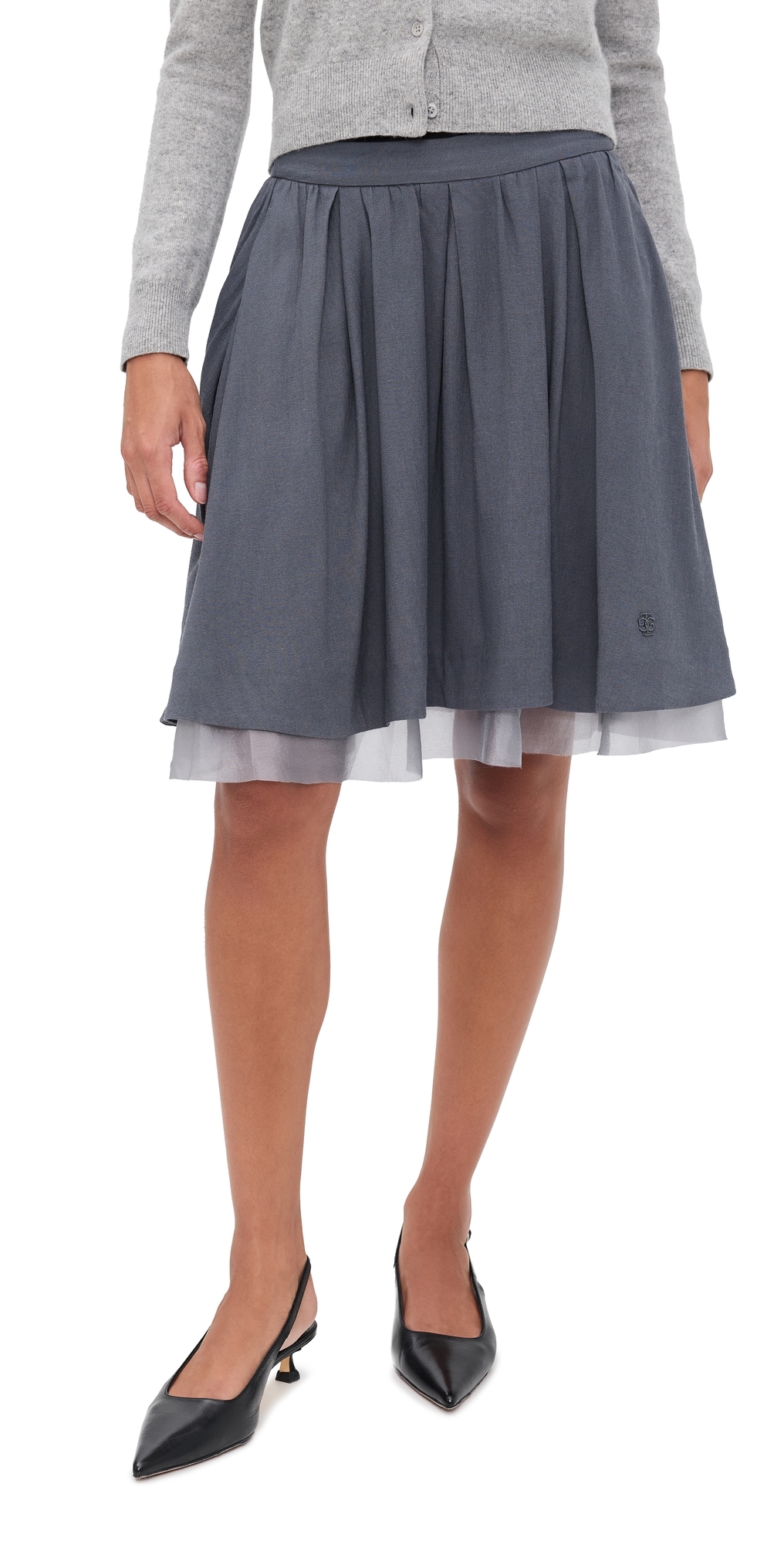 The Garment Andrea Midi Skirt Charcoal In Blue