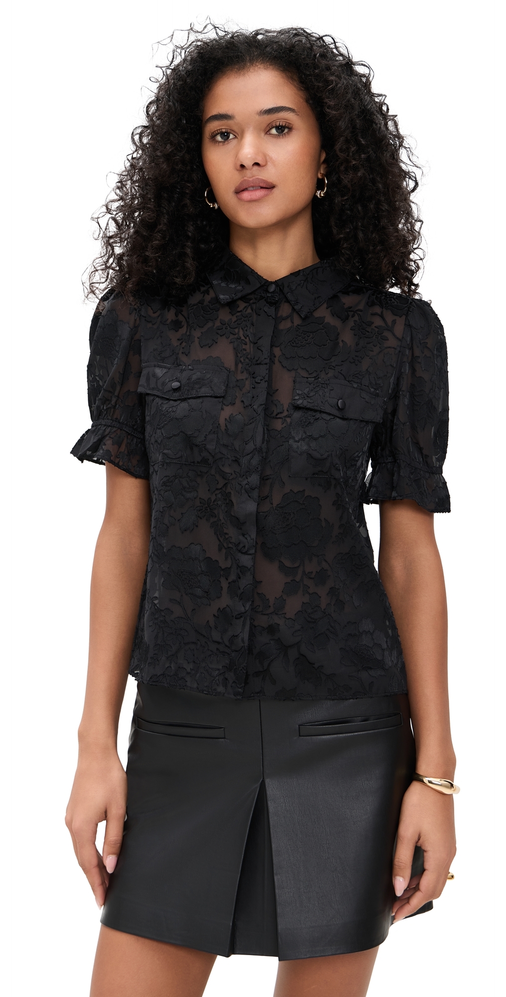 Generation Love Mina Burn-out Shirt Black In Black