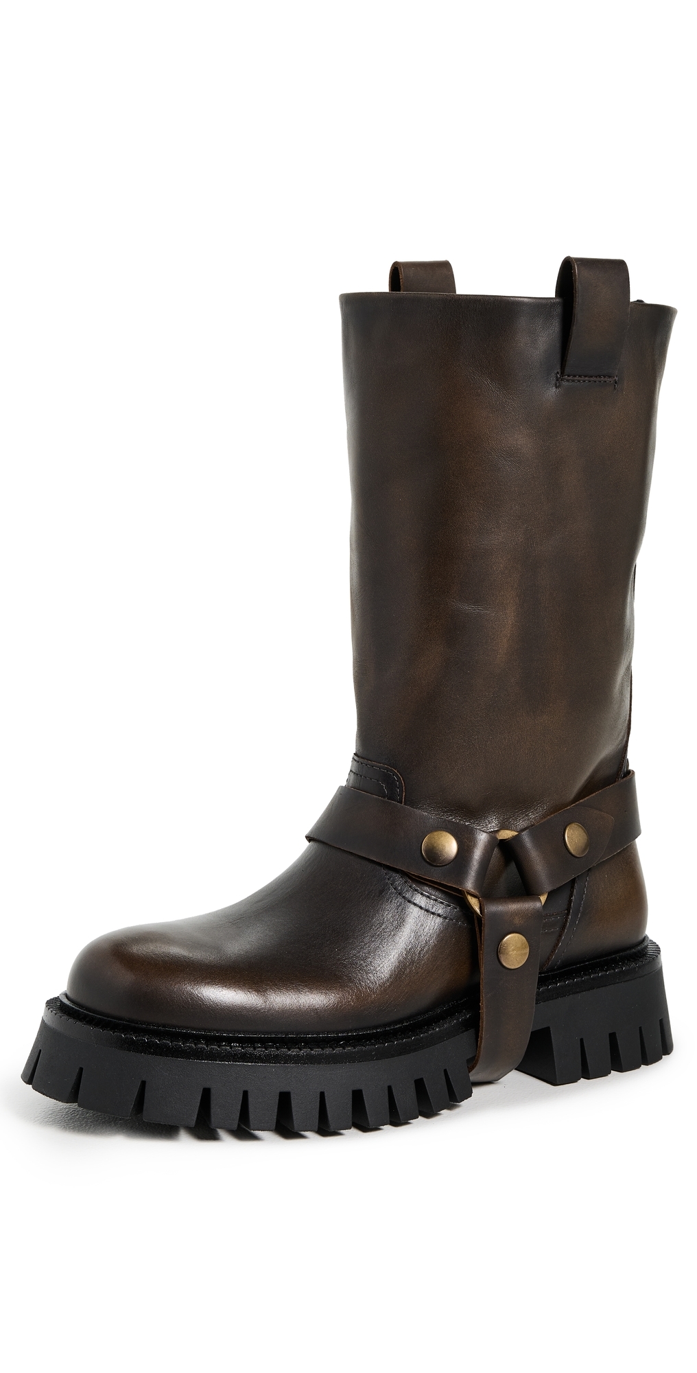 Golden Goose Kurt Chunky Low Heels Ankle Boots In Brown Leather In Brown