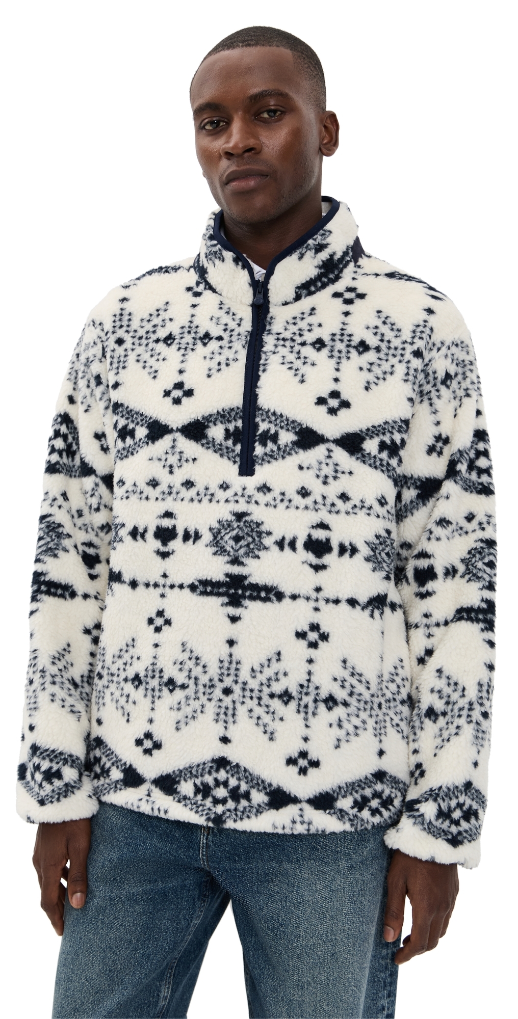 Greyson Grand Teton Sherpa Half Zip Sweatshirt Frost In White