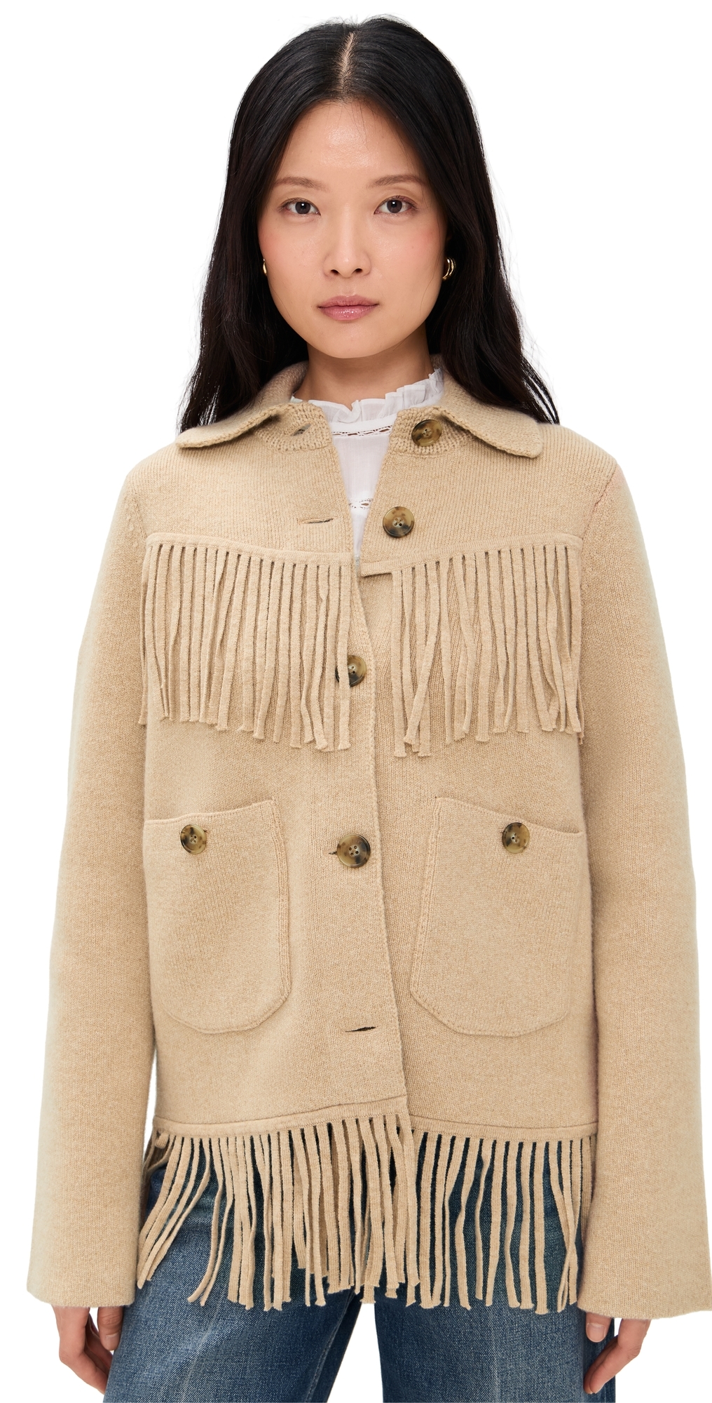 Guest In Residence Western Fringe Puffer Jackets Beige In Brown