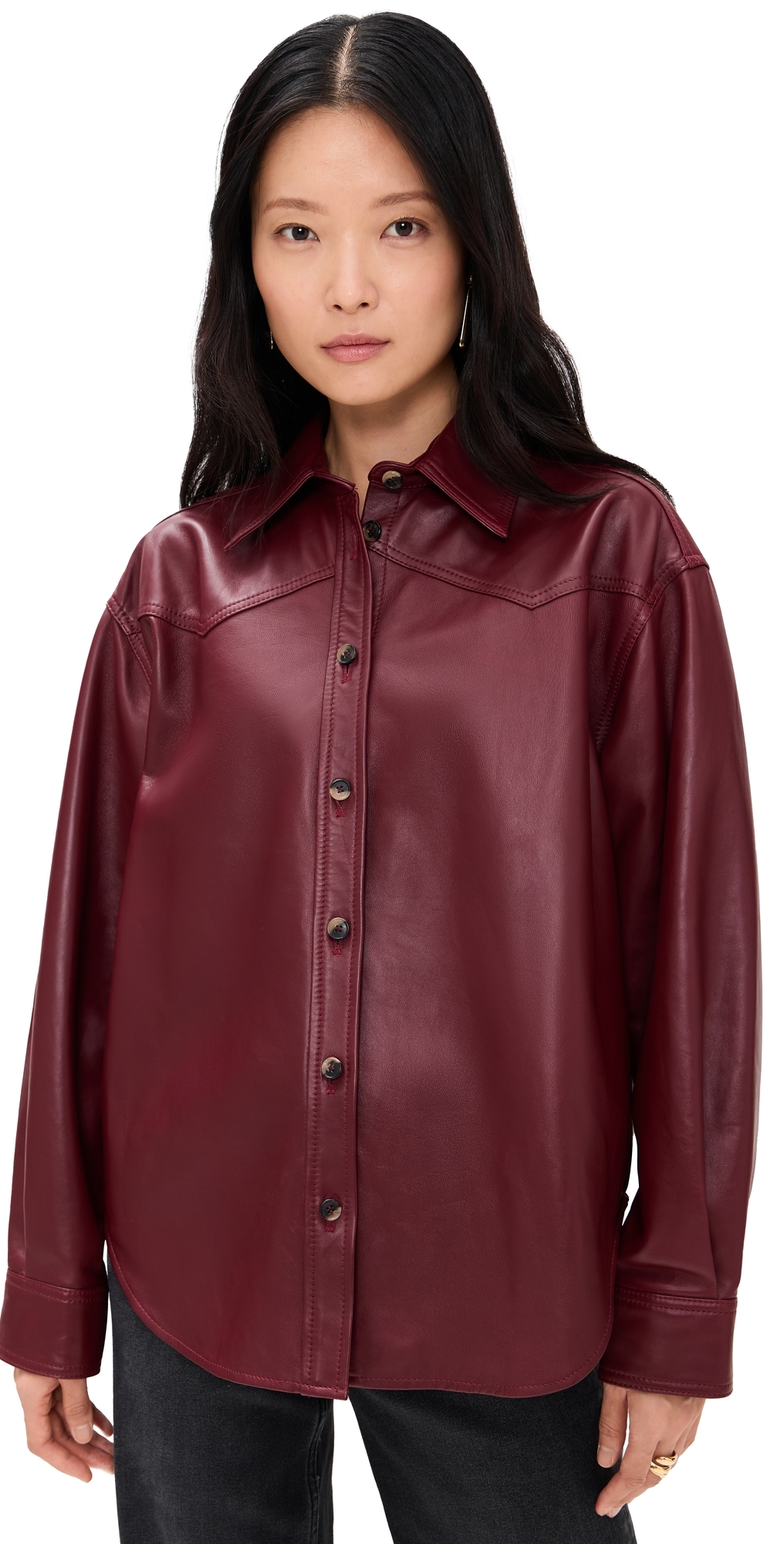 Haikure Belty Leather Jacket Chocolate In Red