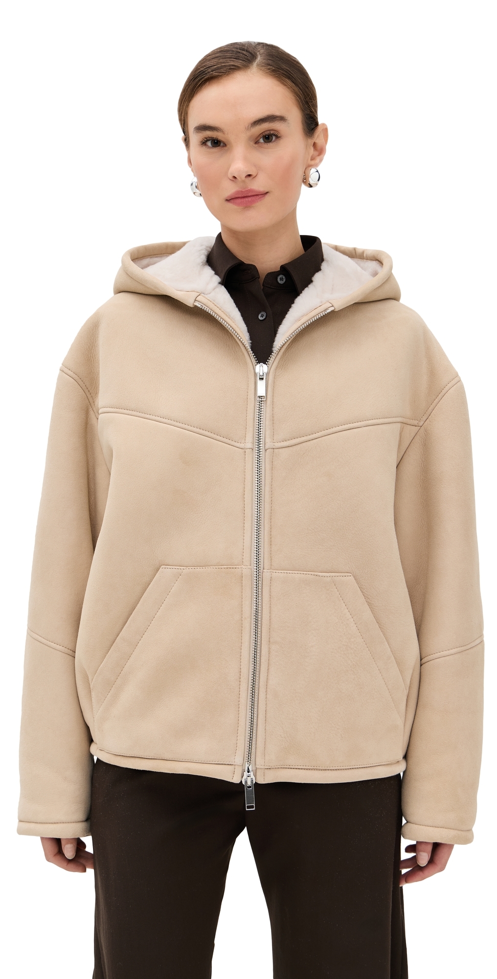 Halfboy Hoodie Shearling Bomber Sand In Neutral