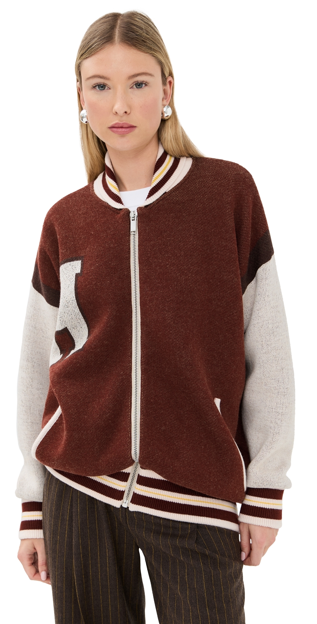 Halfboy College Bomber Jacket New Maroon In Red