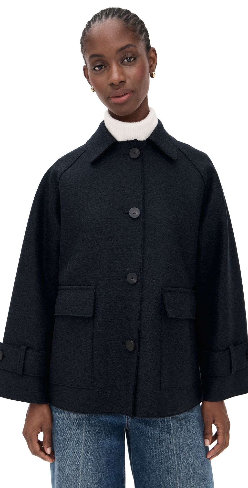 Harris Wharf London Raglan Jacket With Quilted Lining Dark Blue In Blue