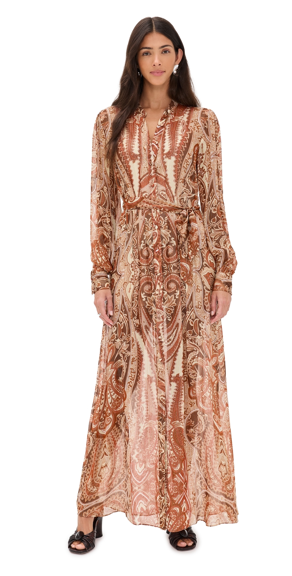 Hemant & Nandita Maxi Dress Eggshell In Brown