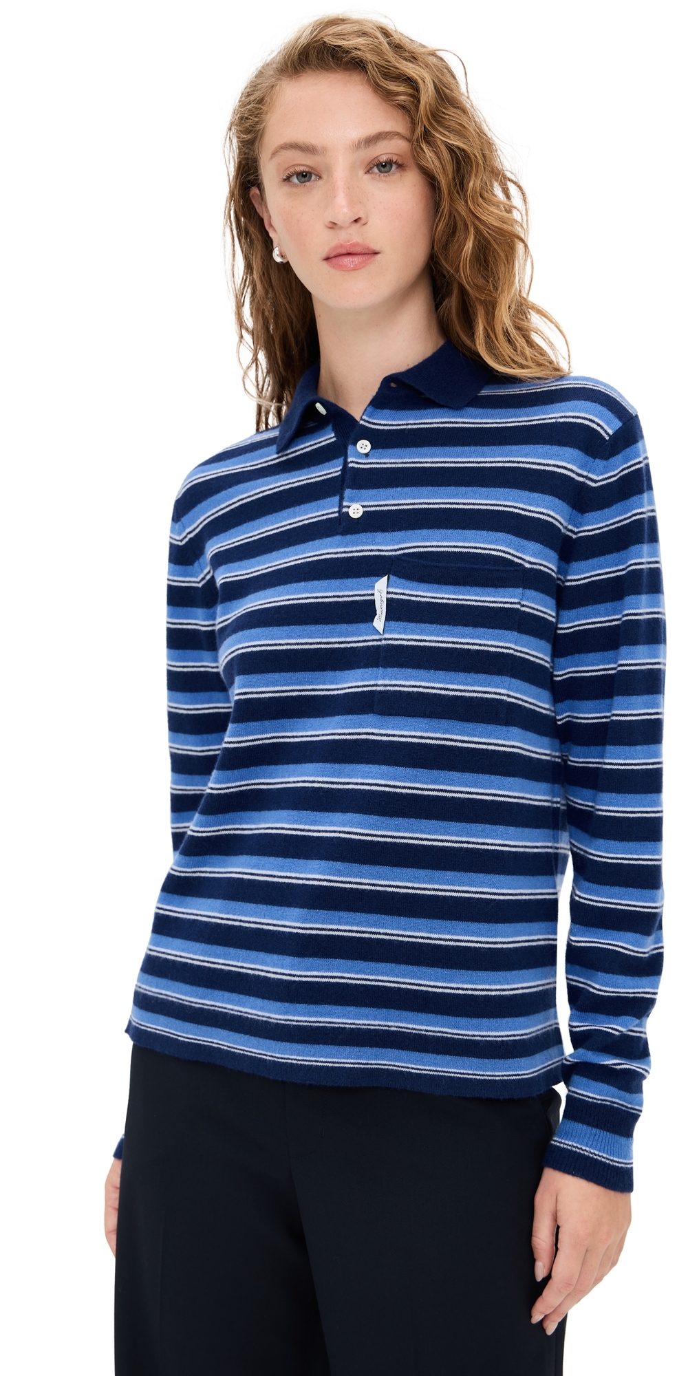 Hommegirls Knit Stripe Polo Blue Stripe In Blue