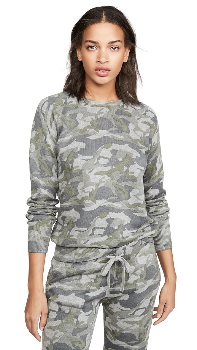 Monrow camo sweatshirt clearance